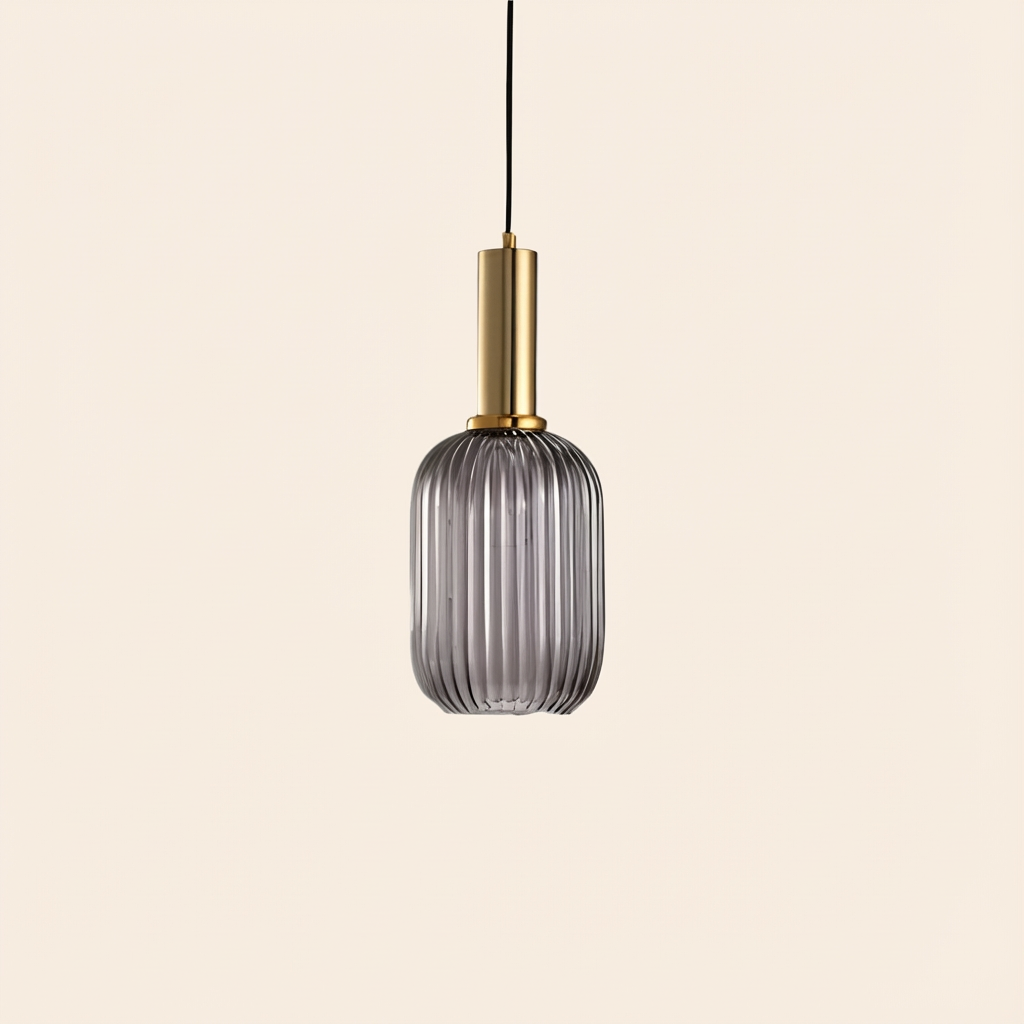 GemstoneGlow | Elegant Vintage Ribbed Glass Pendant Light Fixture