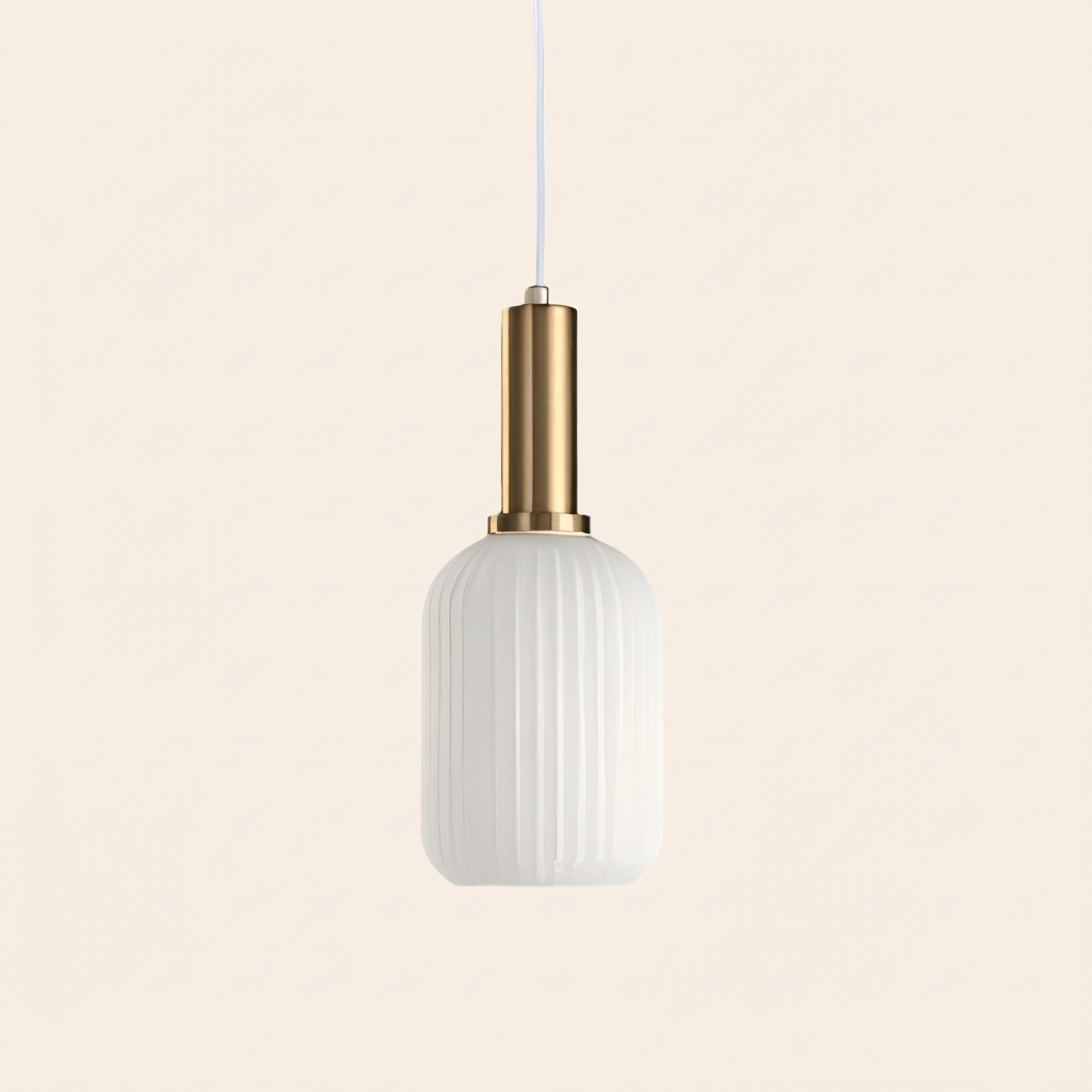 GemstoneGlow | Elegant Vintage Ribbed Glass Pendant Light Fixture