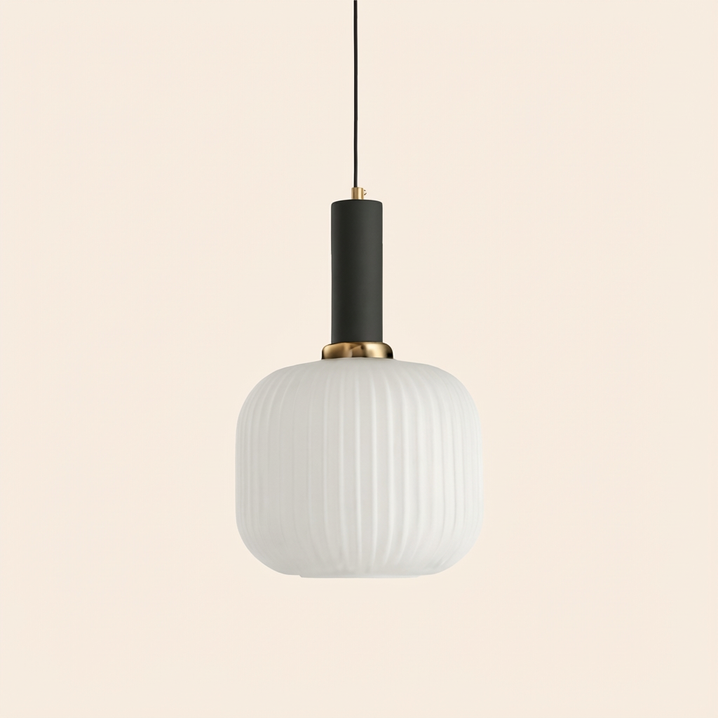 GemstoneGlow | Elegant Vintage Ribbed Glass Pendant Light Fixture