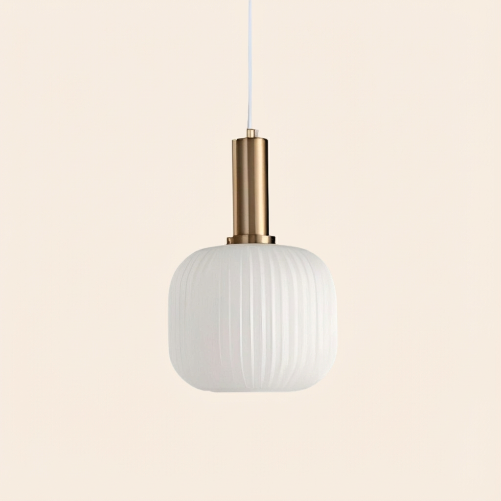 GemstoneGlow | Elegant Vintage Ribbed Glass Pendant Light Fixture