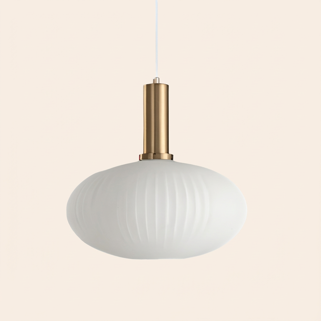 GemstoneGlow | Elegant Vintage Ribbed Glass Pendant Light Fixture