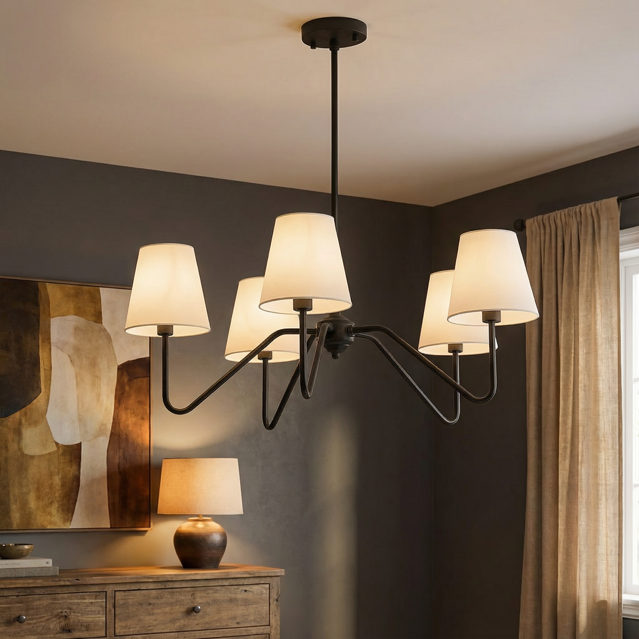 SilkenAura | Elegant Modern Silk Bedroom Chandelier Light