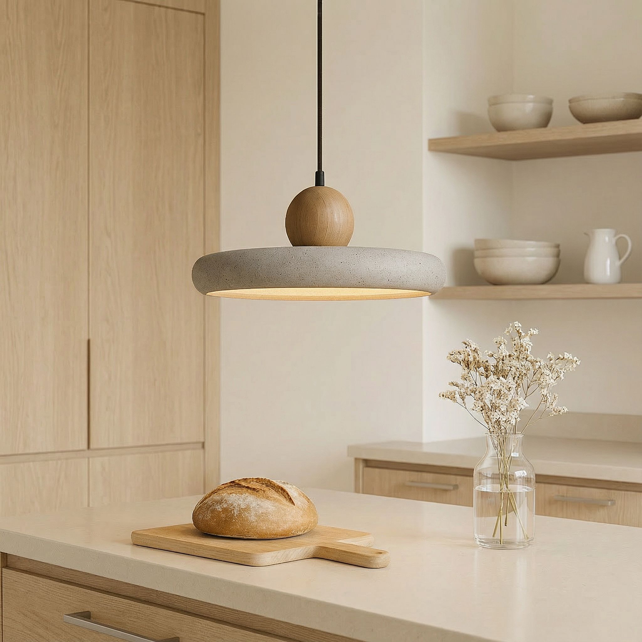 TravertineGlow | Elegant Adjustable Kitchen Pendant Lighting Fixture