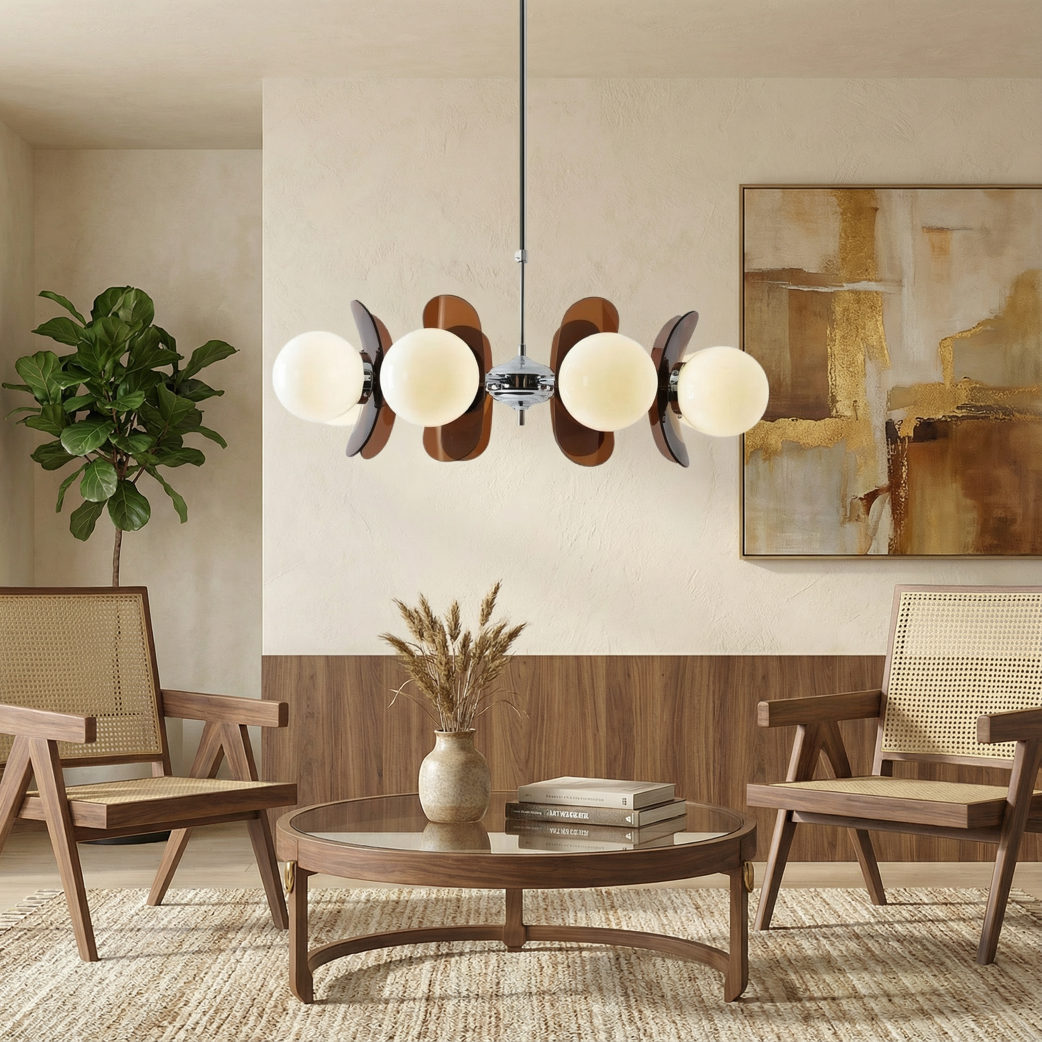 Geometric Aura | Modern Elegant 5-Head Chandelier Light