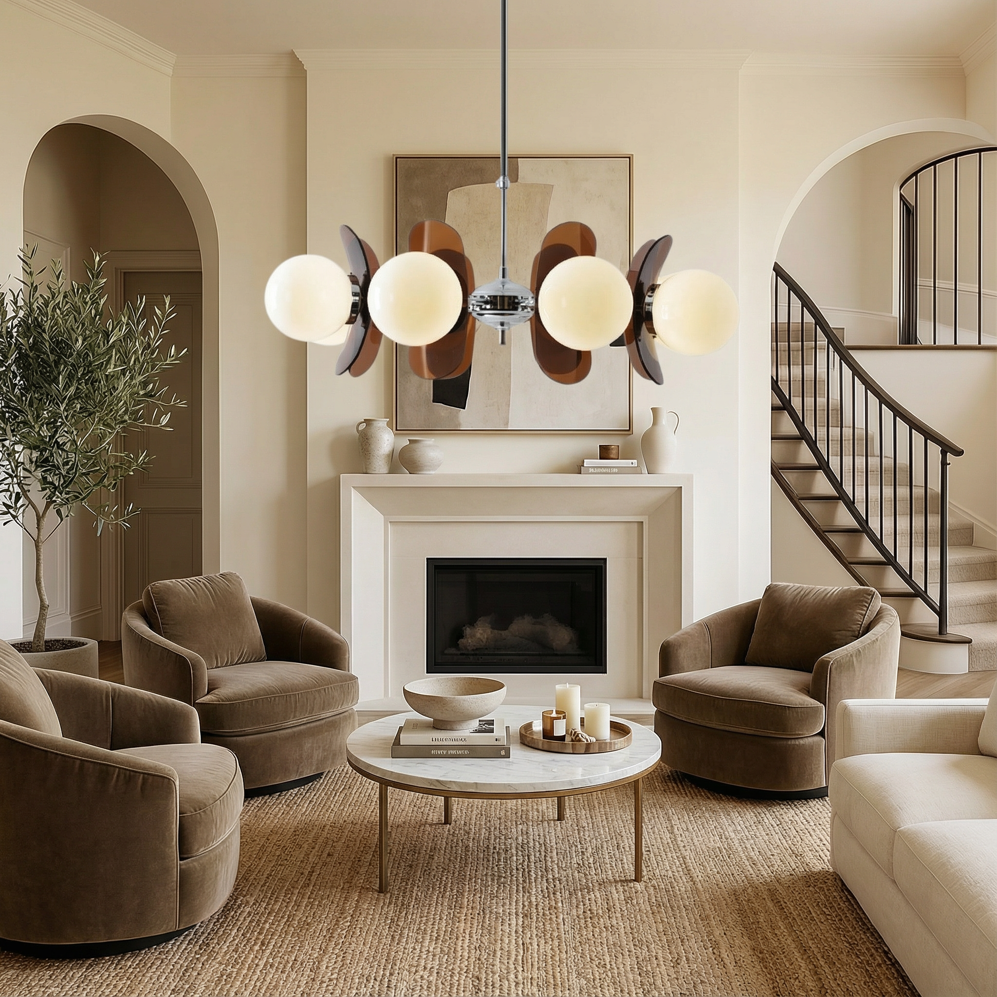 Geometric Aura | Modern Elegant 5-Head Chandelier Light