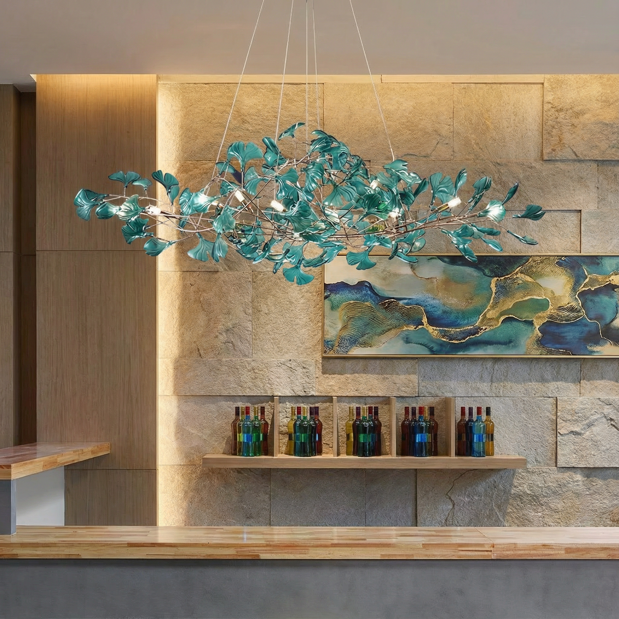 GinkgoGlow | Modern Elegant Acrylic Leaf Chandelier Light