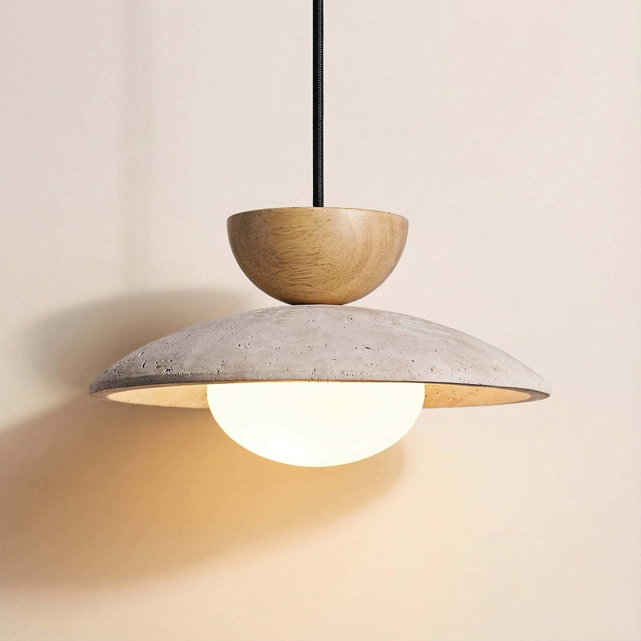 CleoTravertine | Elegant Natural Wood and Glass Kitchen Pendant Light