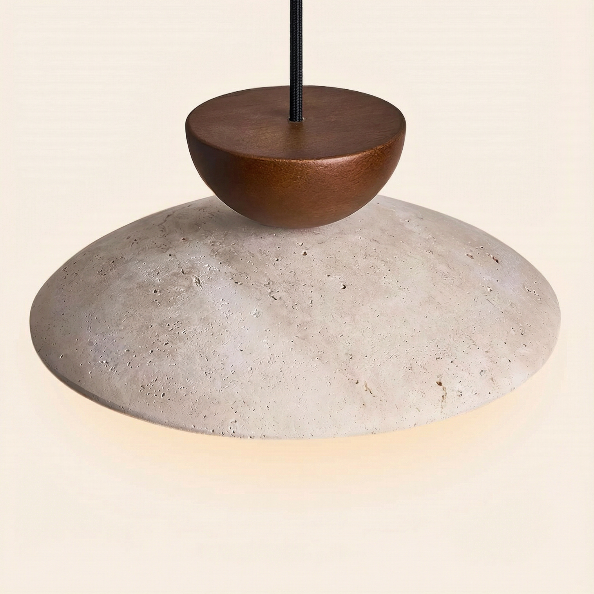 CleoTravertine | Elegant Natural Wood and Glass Kitchen Pendant Light