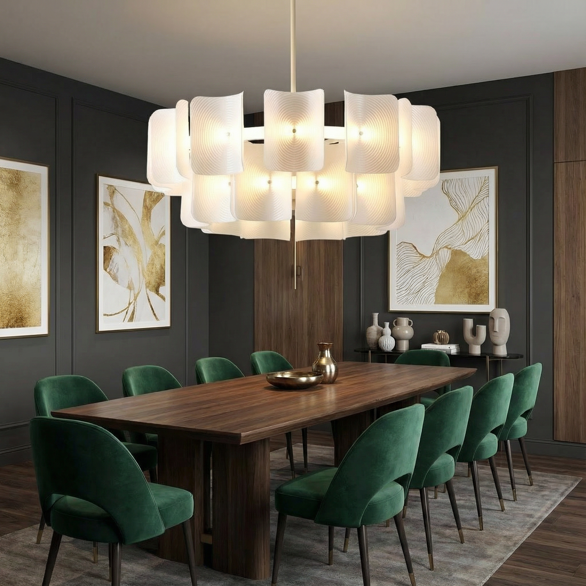 BambooAura | Elegant Modern Bamboo Dining Room Chandelier Light