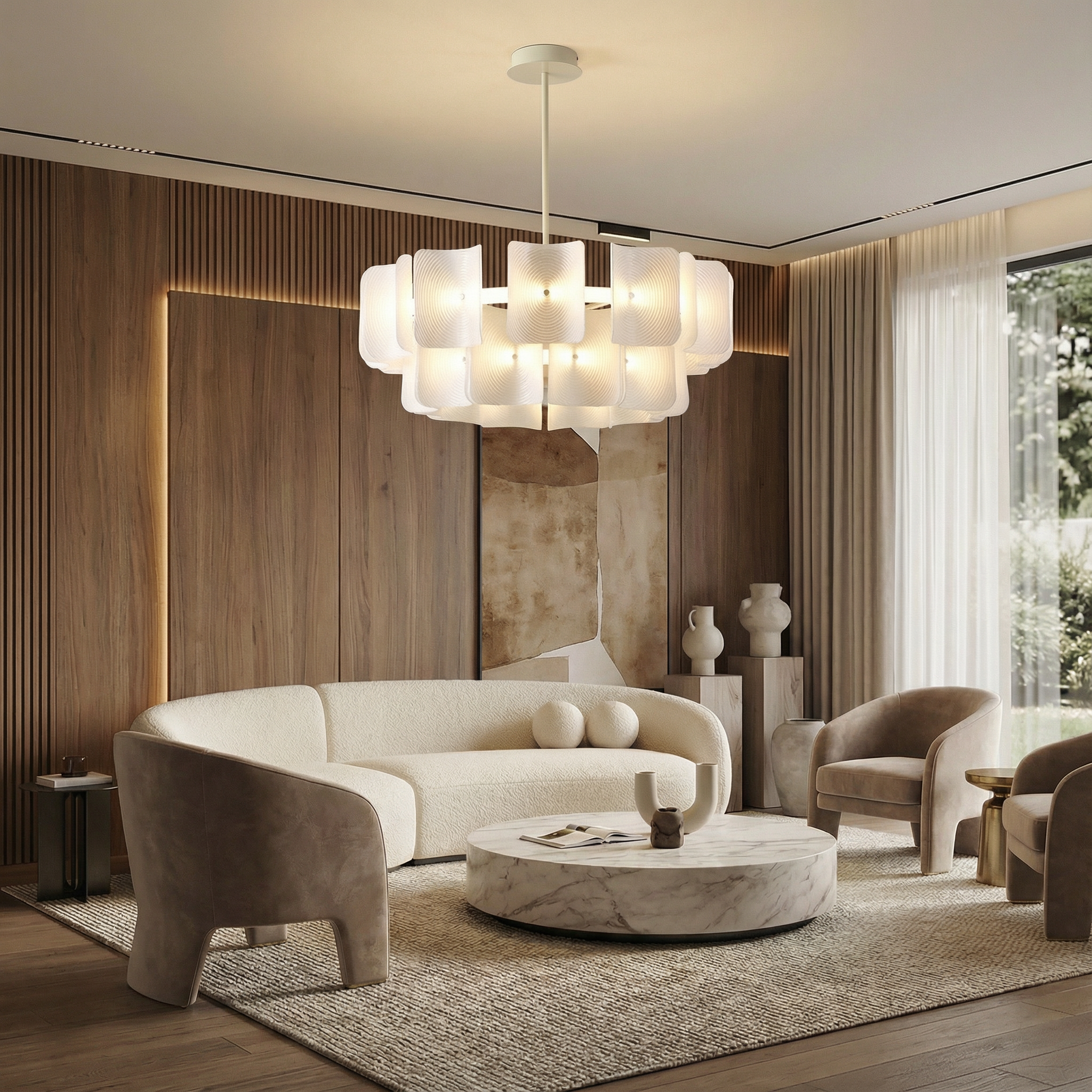 BambooAura | Elegant Modern Bamboo Dining Room Chandelier Light
