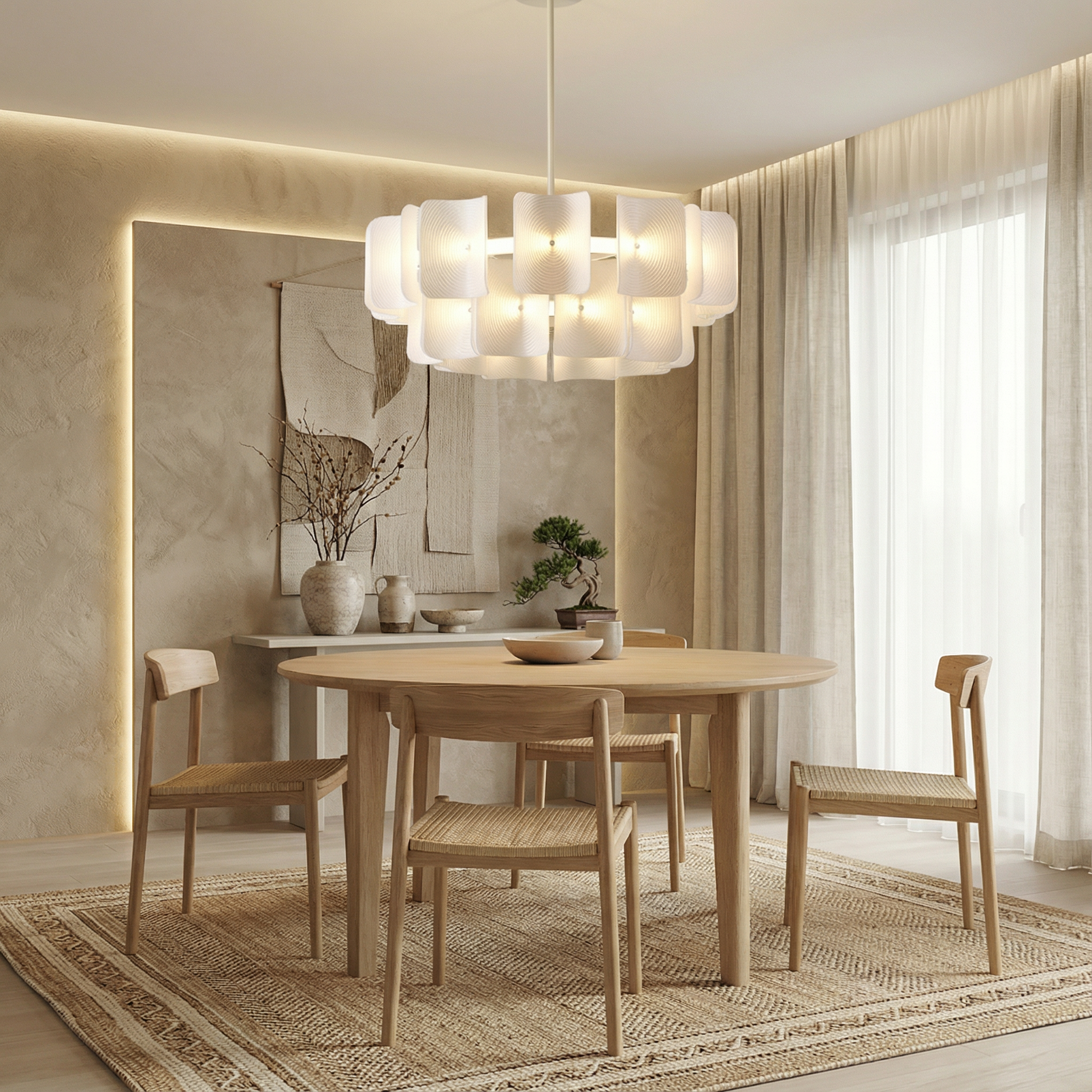 BambooAura | Elegant Modern Bamboo Dining Room Chandelier Light