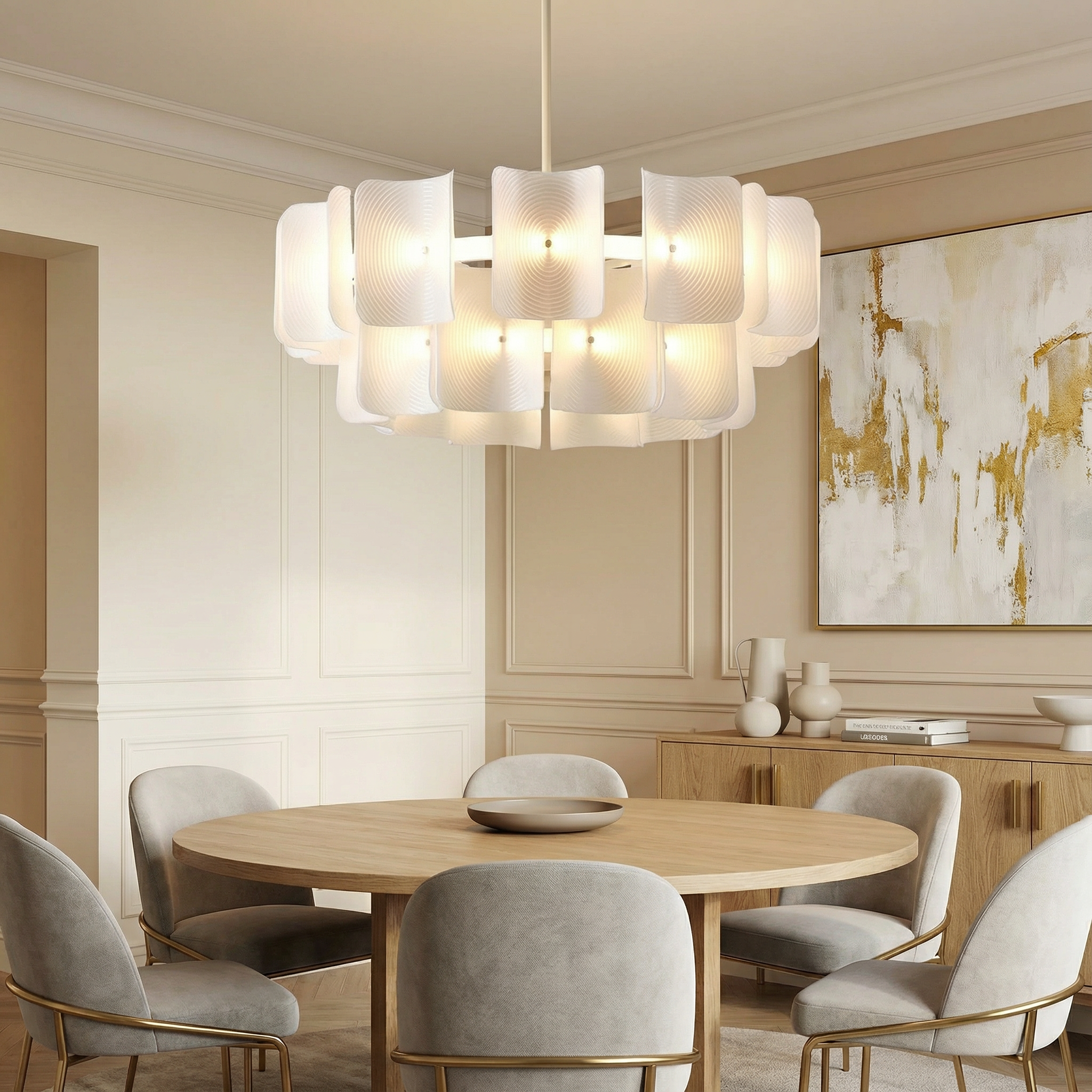 BambooAura | Elegant Modern Bamboo Dining Room Chandelier Light