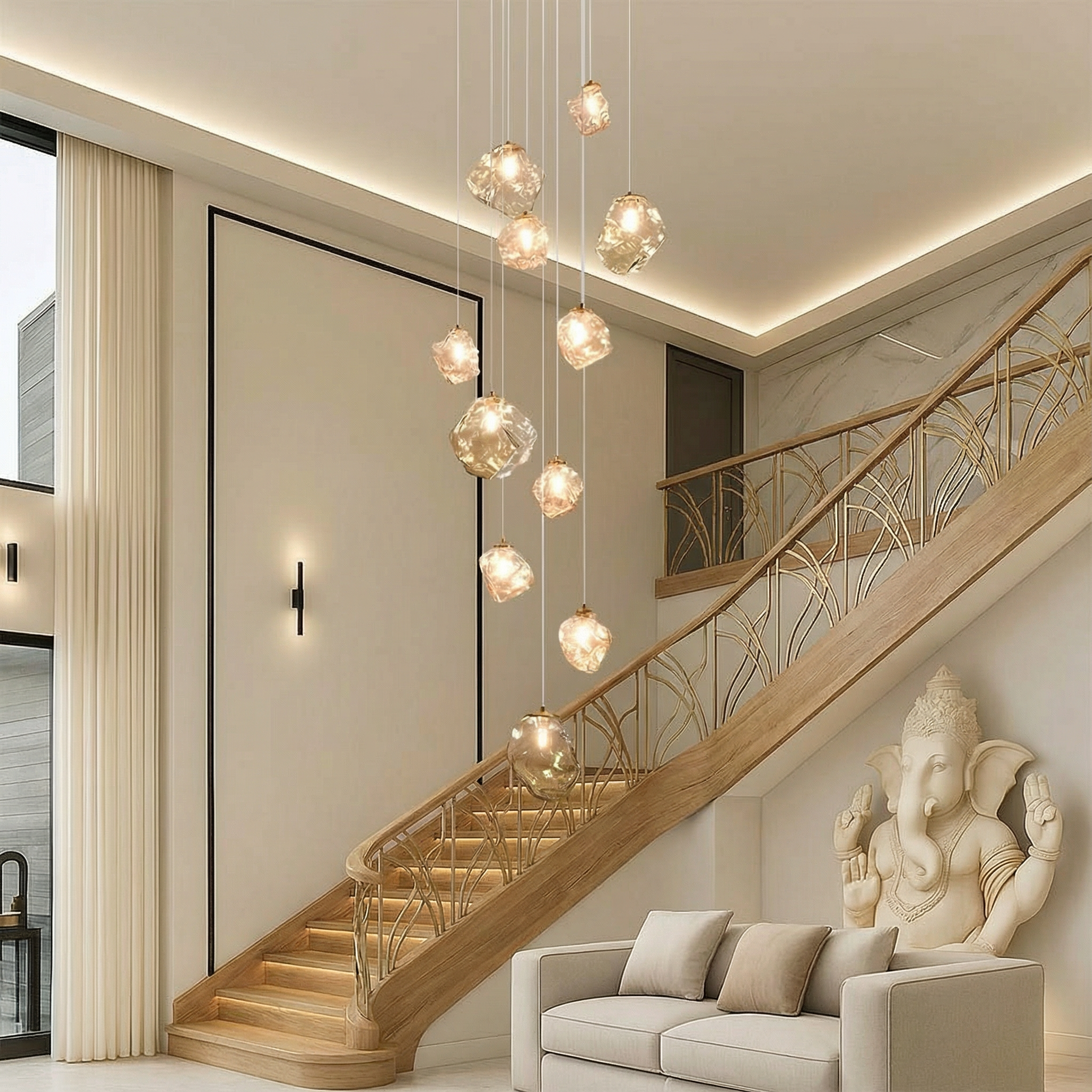 NordicAura | Elegant Minimalist LED Staircase Chandelier