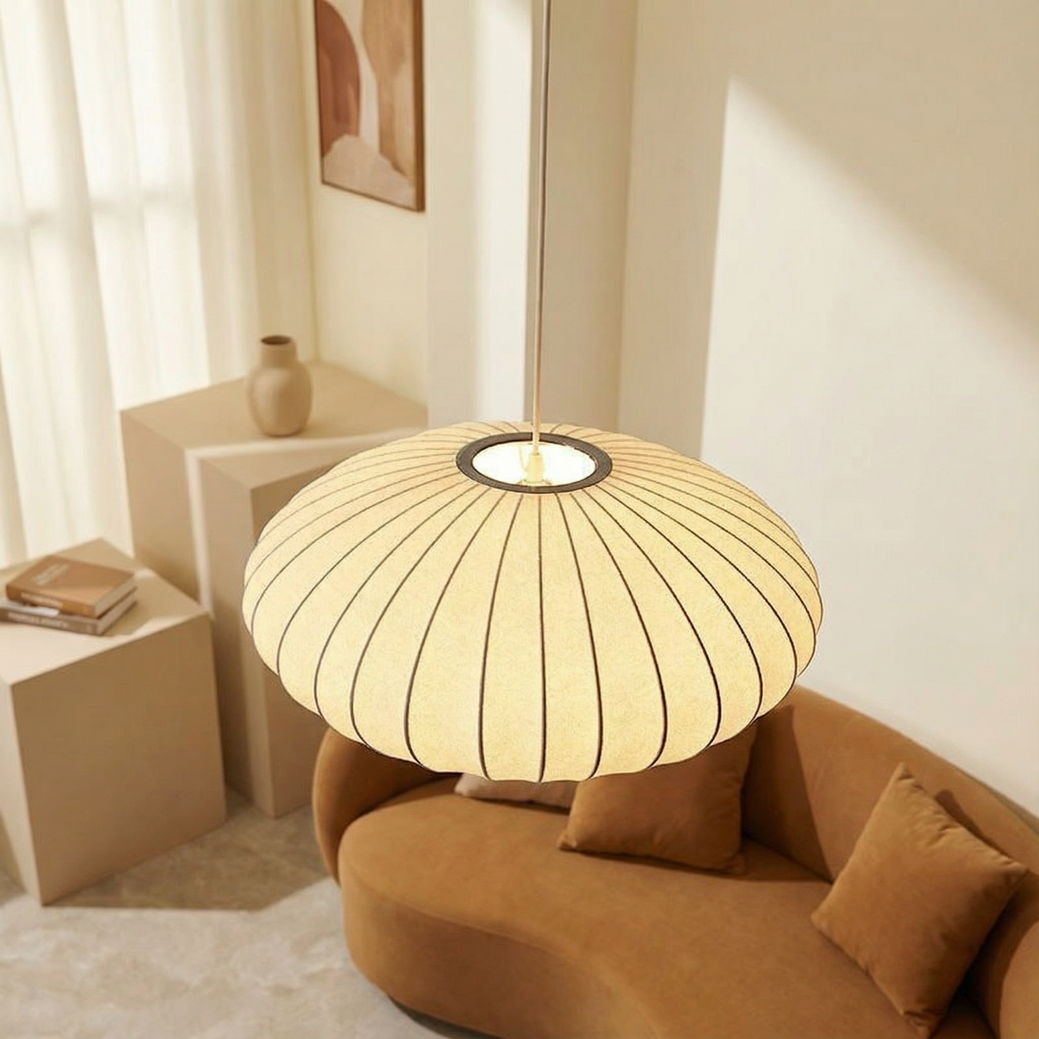 SilkAura | Elegant Contemporary Silk Shade Pendant Light Fixture