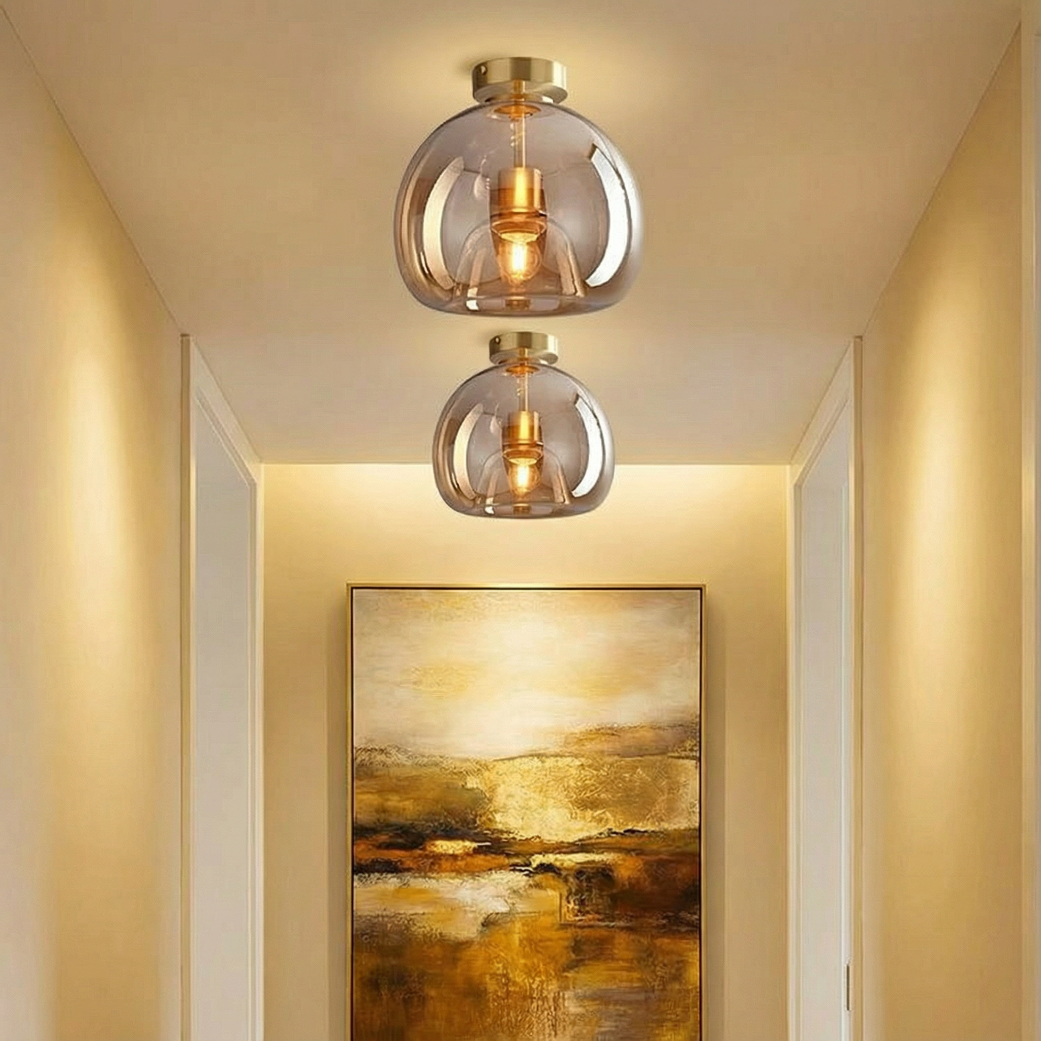 CopperGlow | Elegant Modern Flush Mount Ceiling Light Fixture