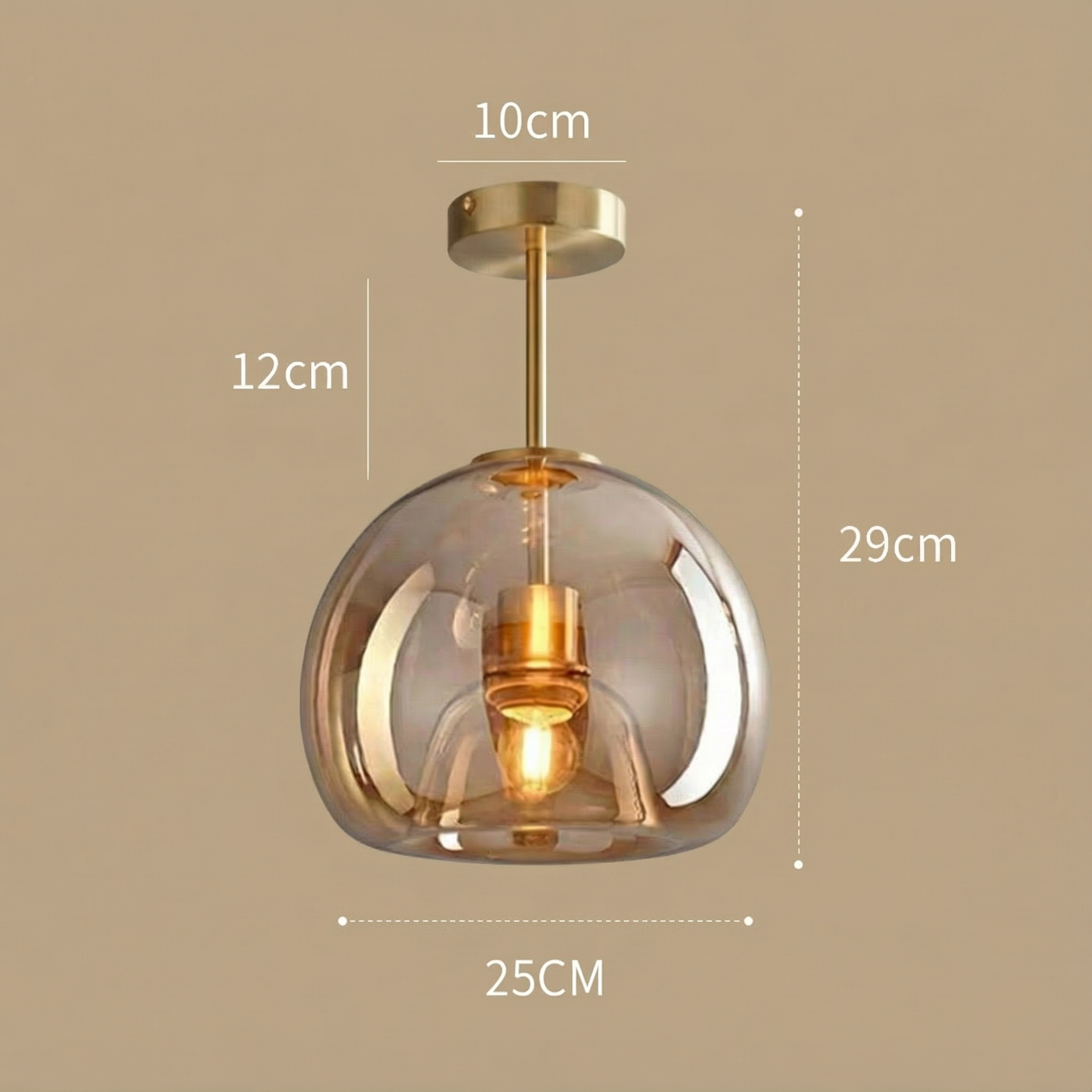Luminara | Elegant Retro Copper Glass Flush Mount Ceiling Light Fixture