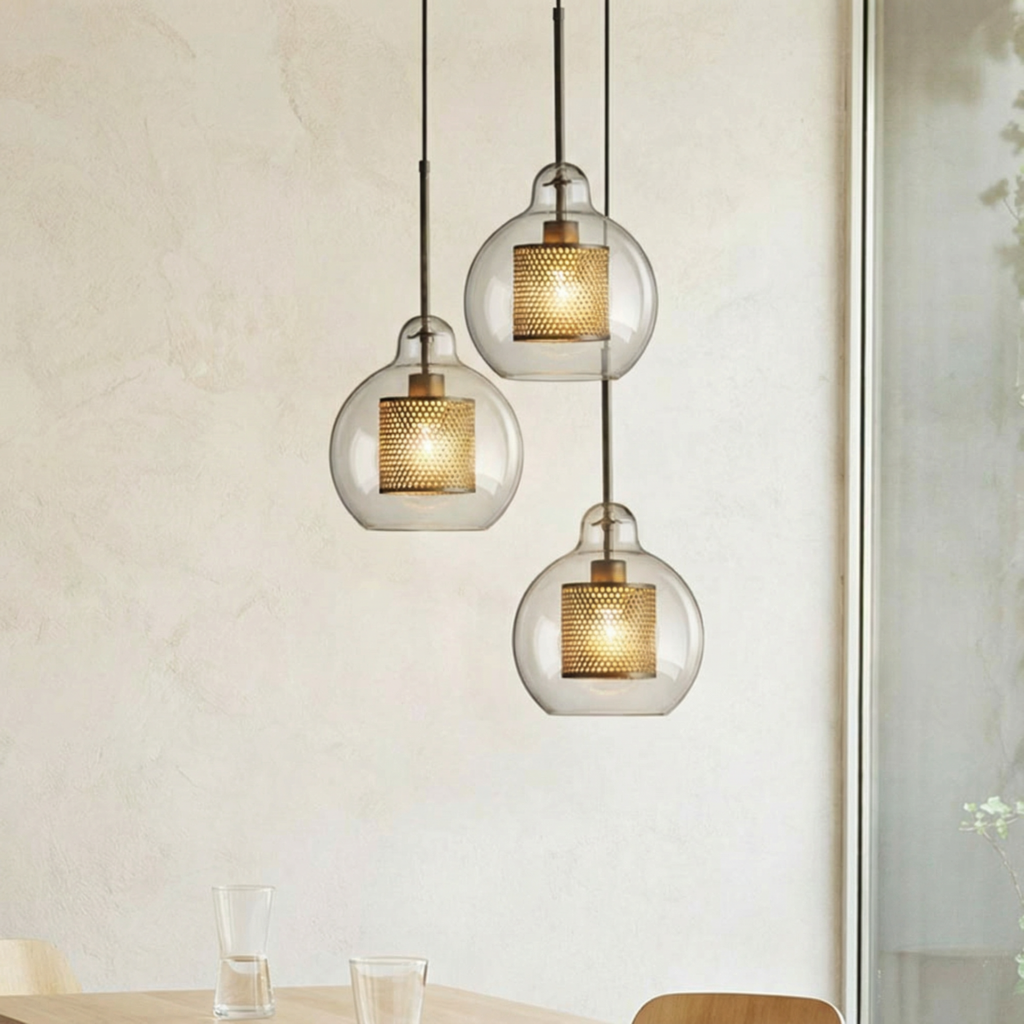 ChiswickGlass | Elegant Adjustable Glass Pendant Light for Kitchen