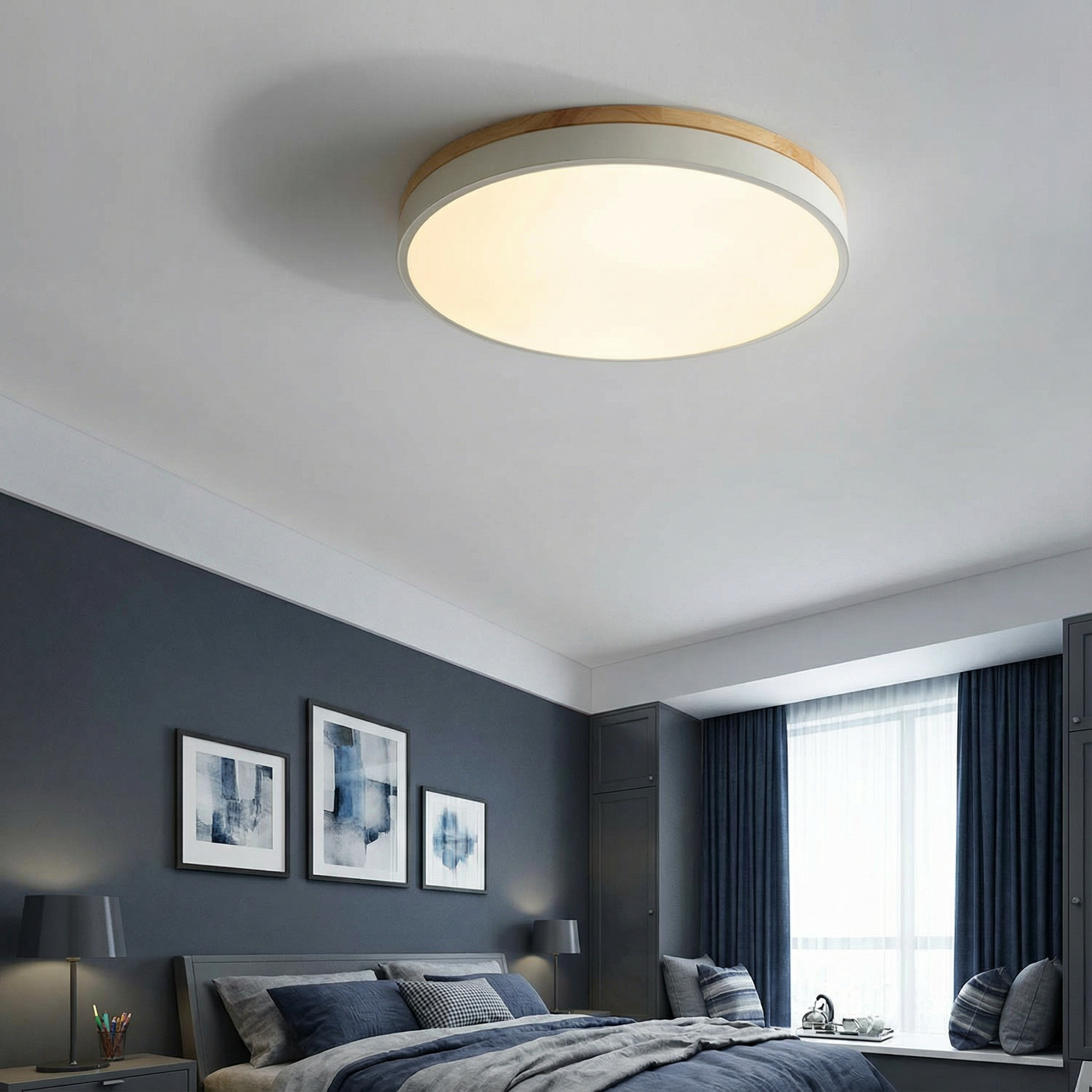 WoodAura | Stylish Modern LED Flush Mount Ceiling Light Fixture