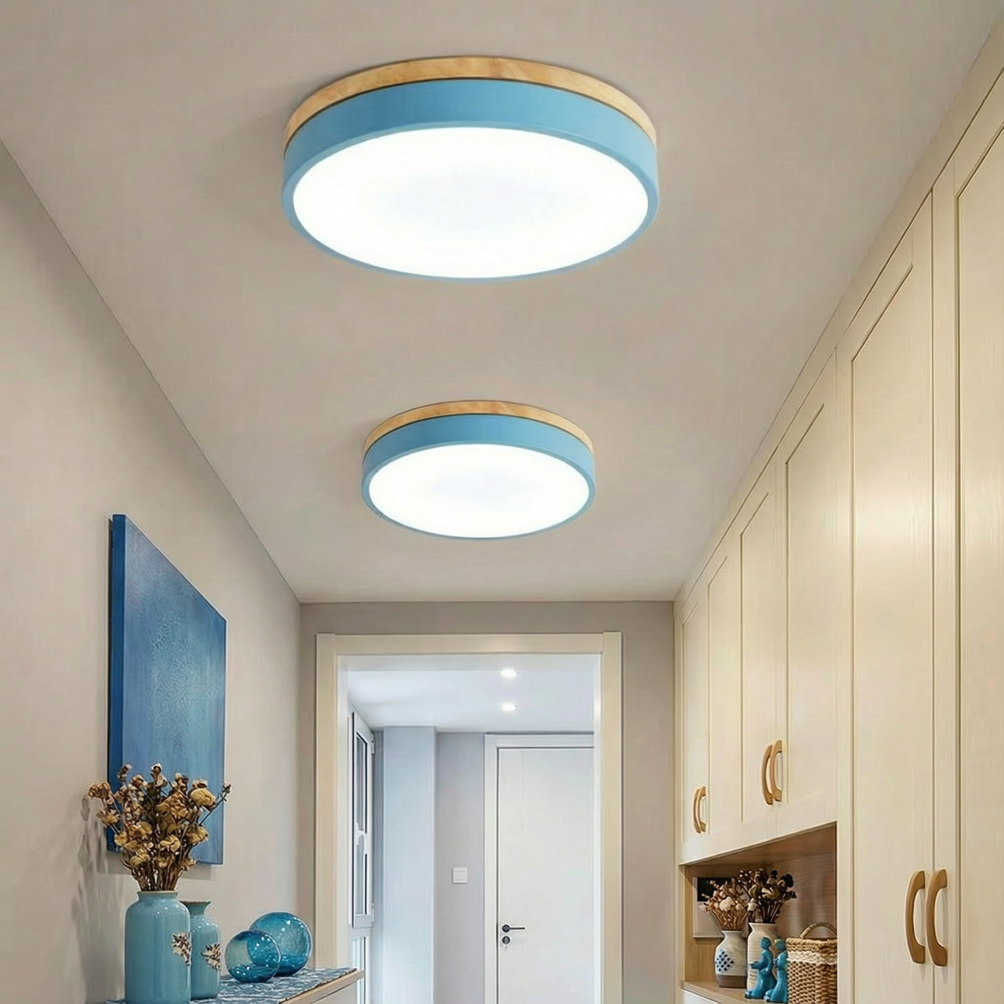 WoodAura | Stylish Modern LED Flush Mount Ceiling Light Fixture