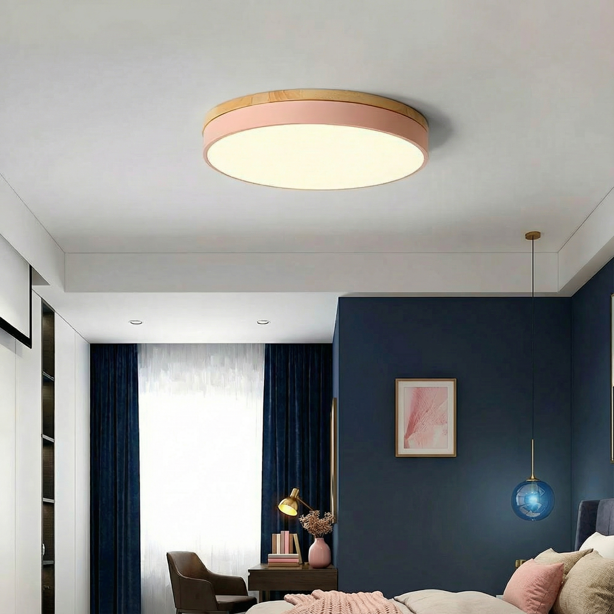 WoodAura | Stylish Modern LED Flush Mount Ceiling Light Fixture