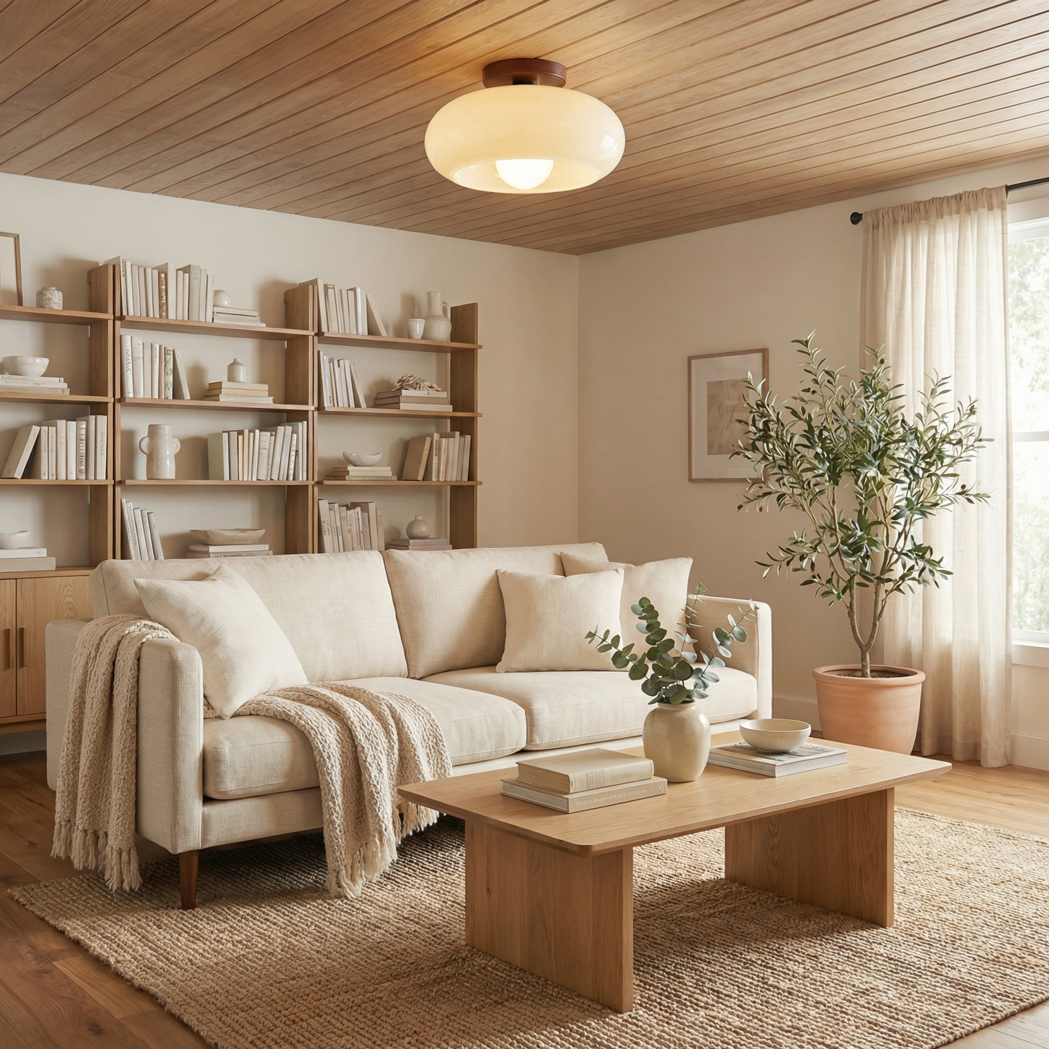 BauhausGlow | Elegant Minimalist Cream Flush Mount Ceiling Light Fixture