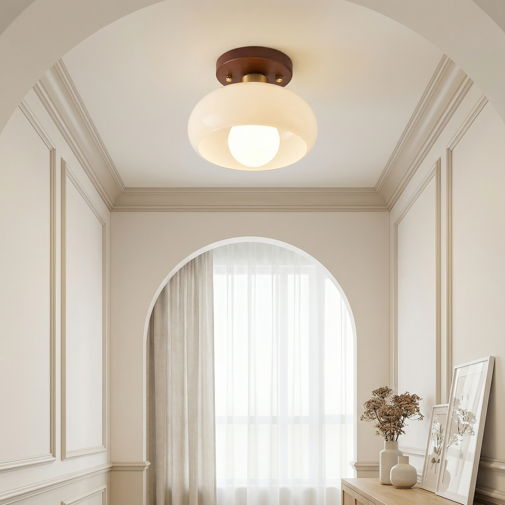 BauhausGlow | Elegant Minimalist Cream Flush Mount Ceiling Light Fixture