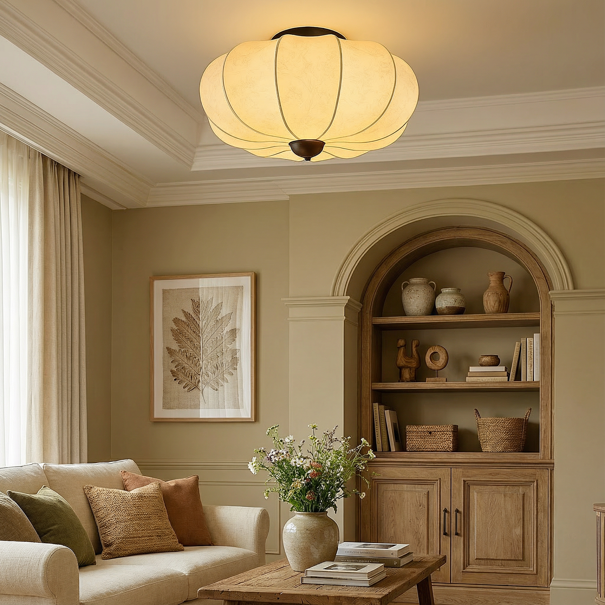 SilkAura | Elegant Modern Flush Mount Ceiling Light Fixture