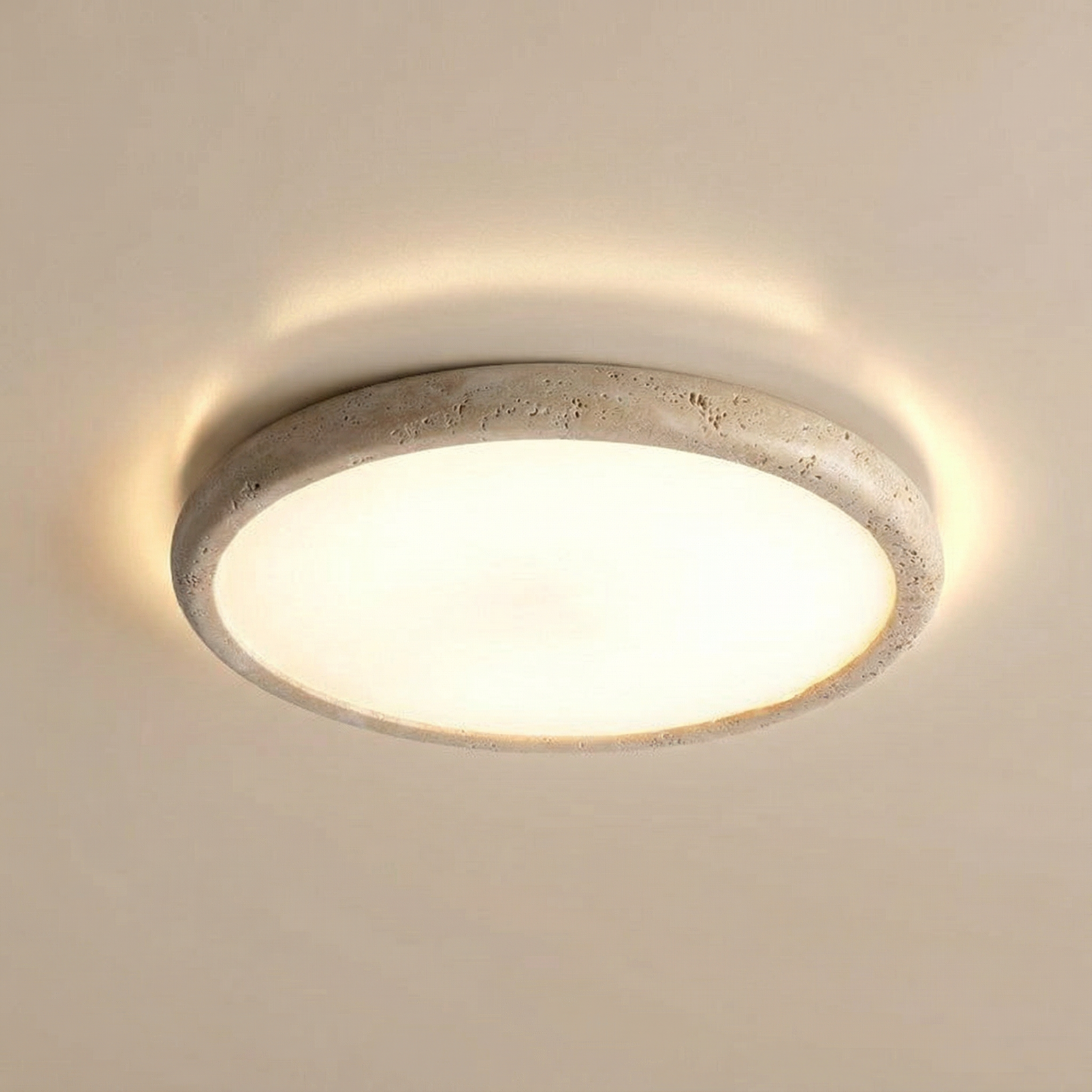 TravertineGlow | Elegant Natural Stone LED Ceiling Light Fixture
