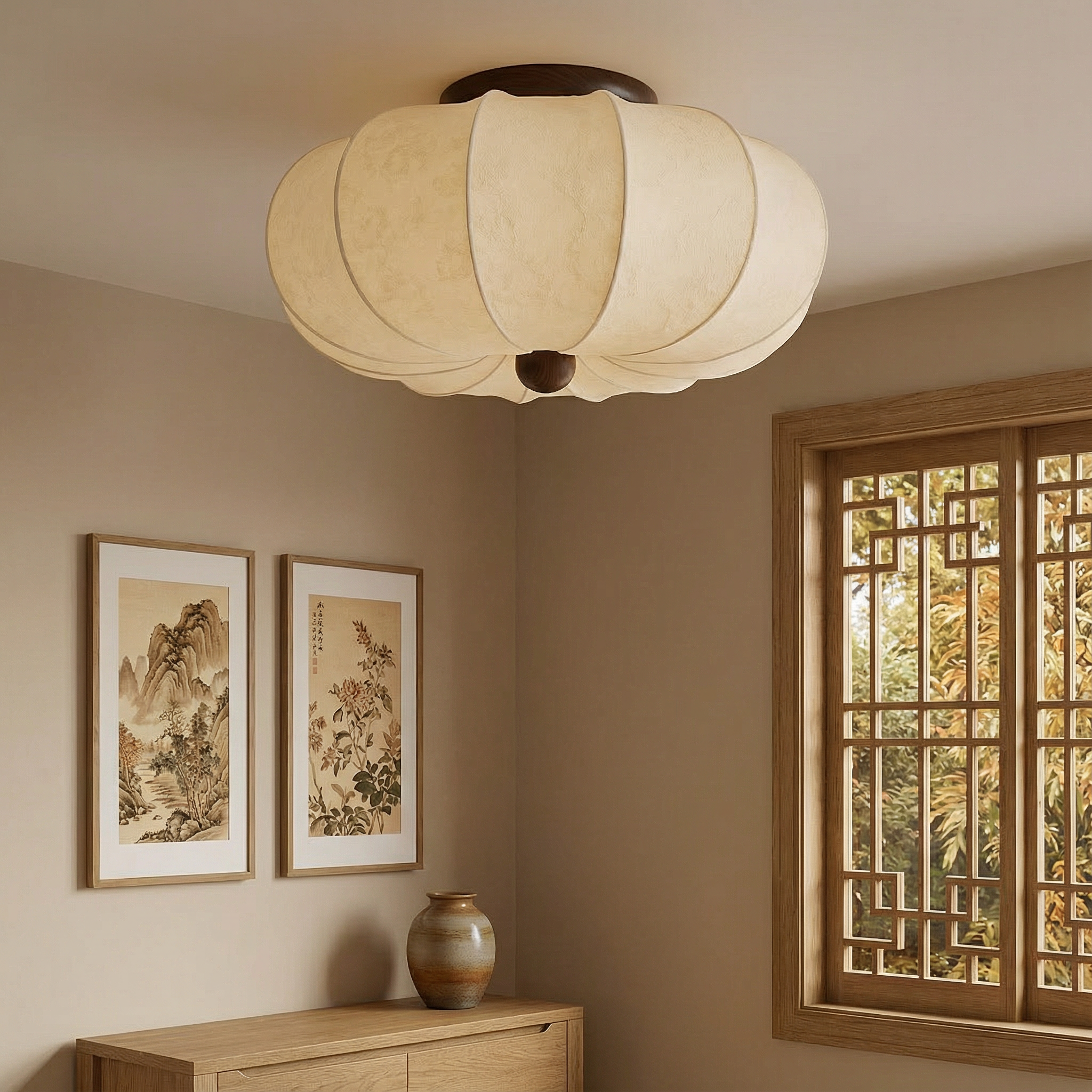 SilkAura | Elegant Modern Flush Mount Ceiling Light Fixture