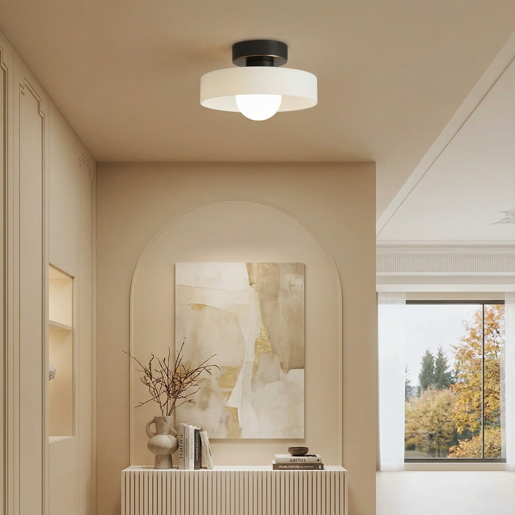 LumiereBauhaus | Elegant Geometric Flush Mount Ceiling Light Fixture