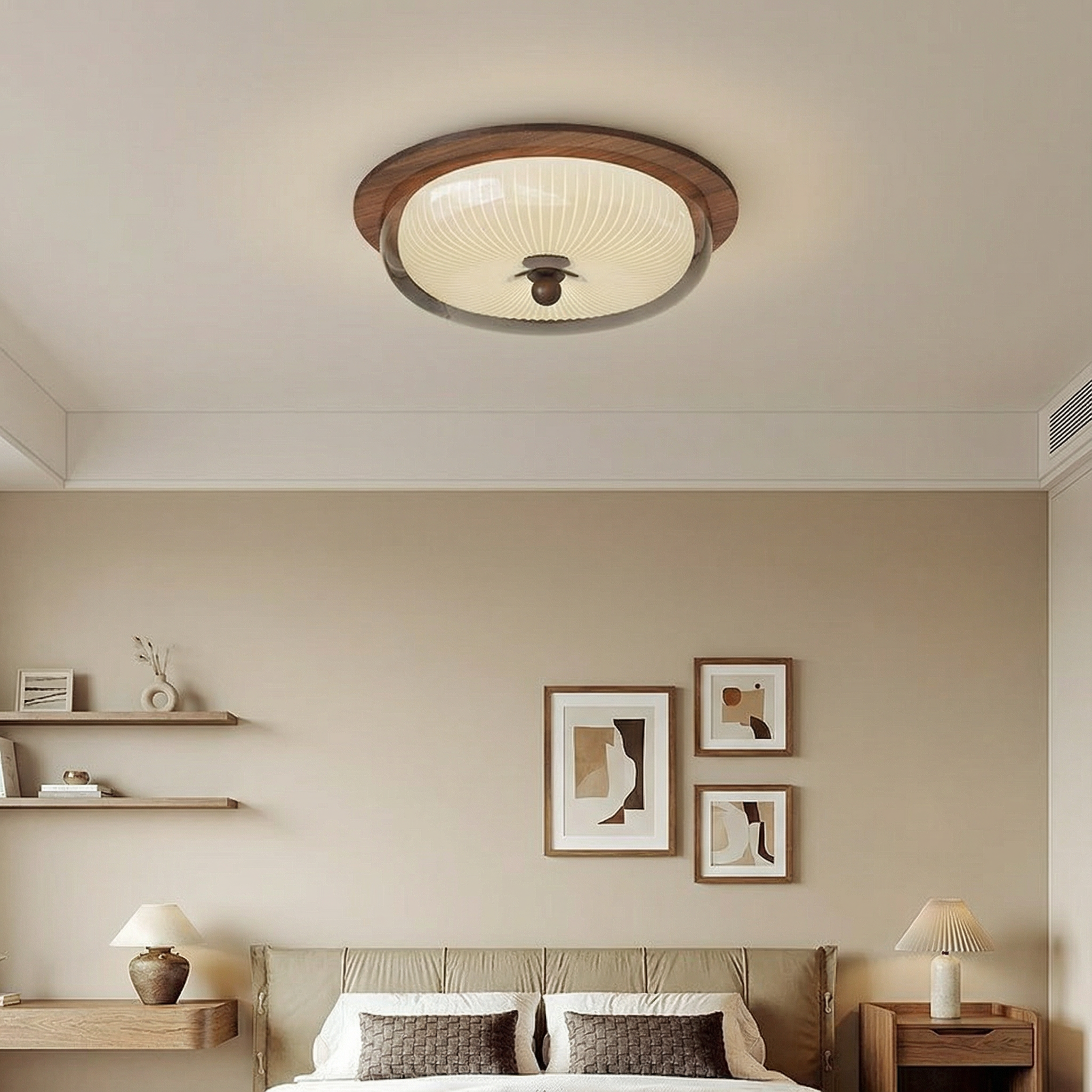 LuminaraWood | Modern Elegant LED Flush Mount Ceiling Light Fixture