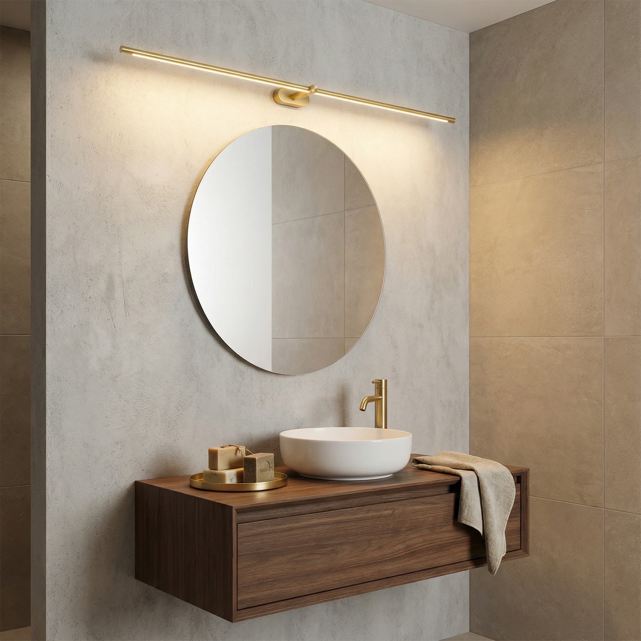 Luminara | Sleek Modern Iron Bathroom Wall Light for Bright Illumination
