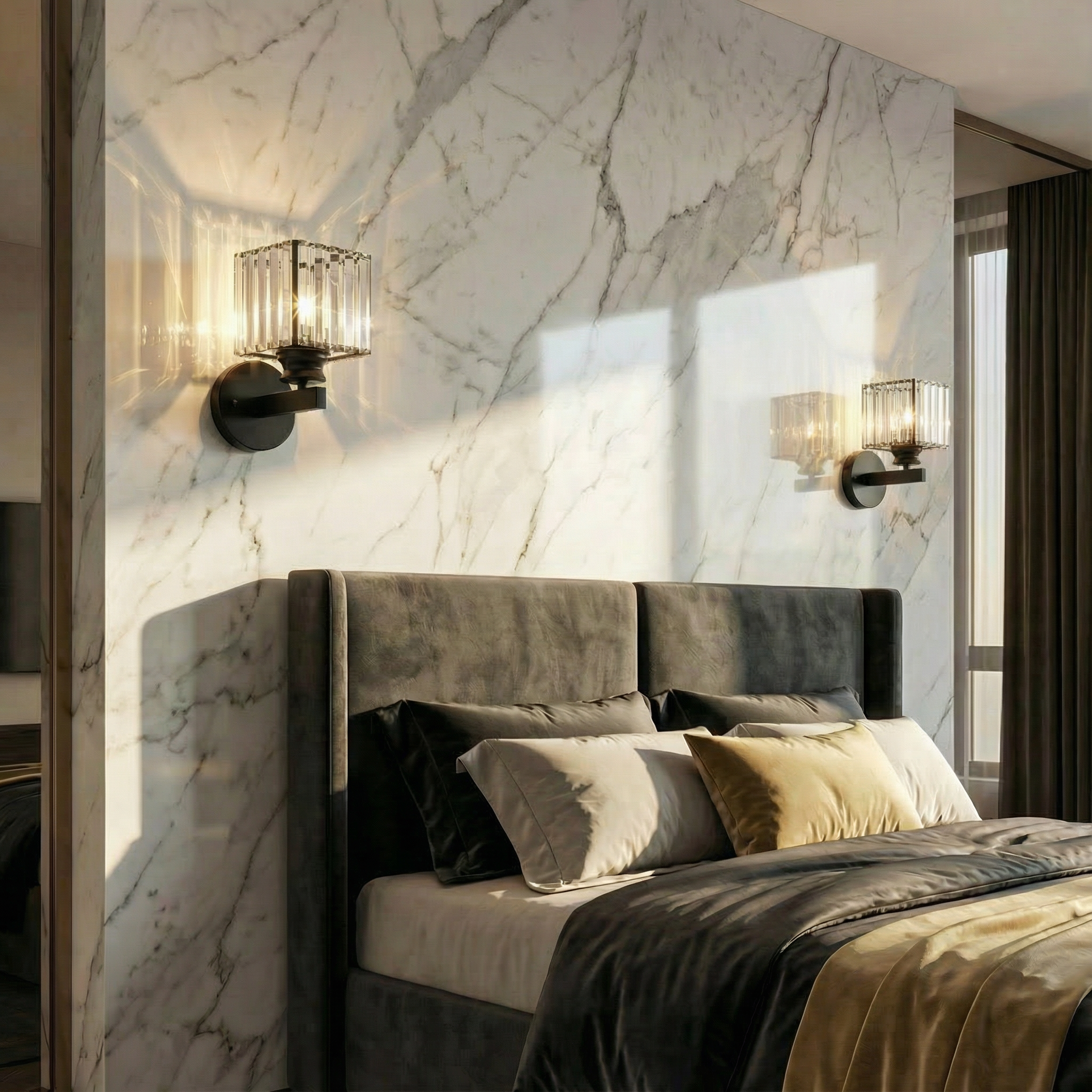 Luminara | Elegant Crystal Round and Square Wall Light Fixtures