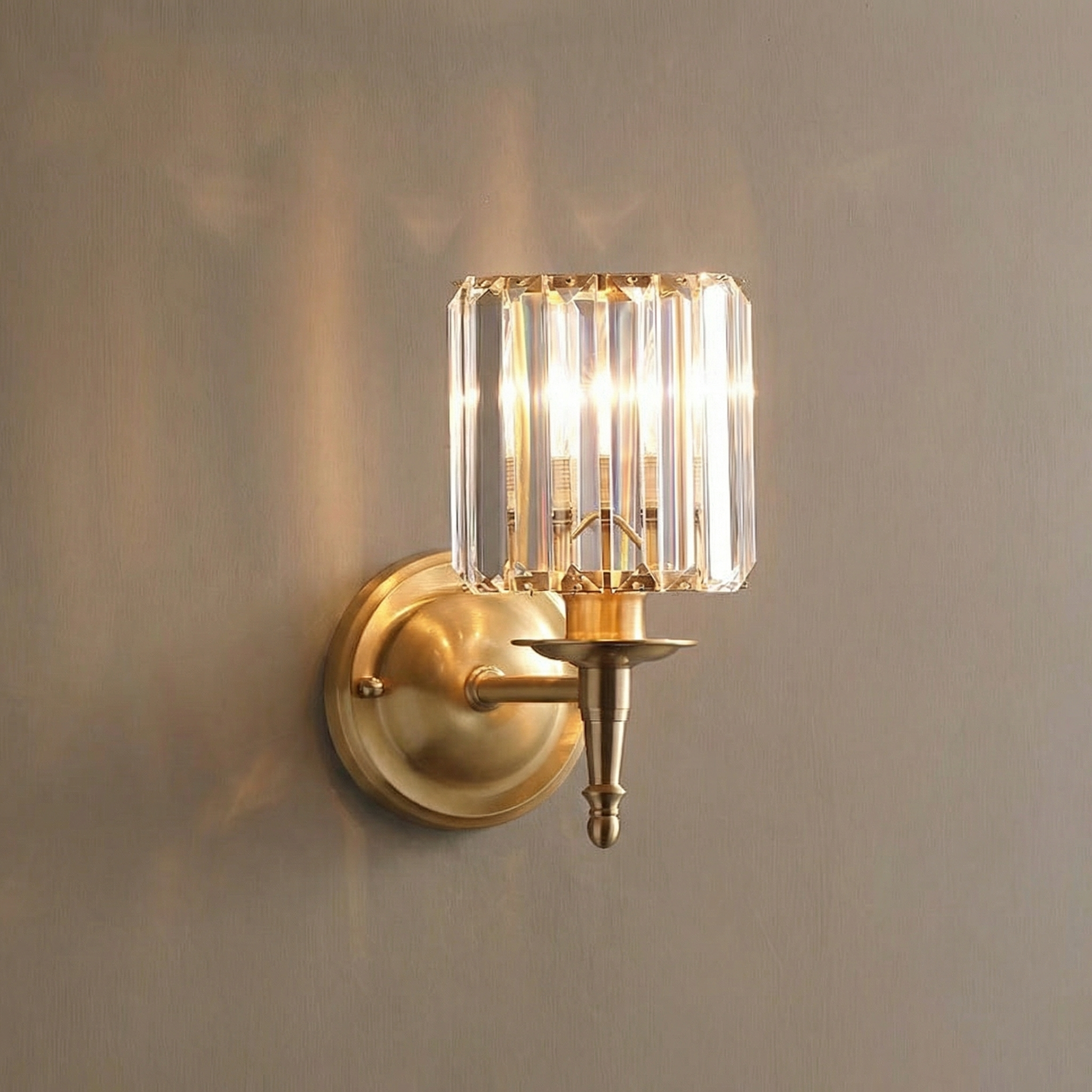 CrystalLuxe | Elegant Shimmering Brass Wall Sconce Light Fixture