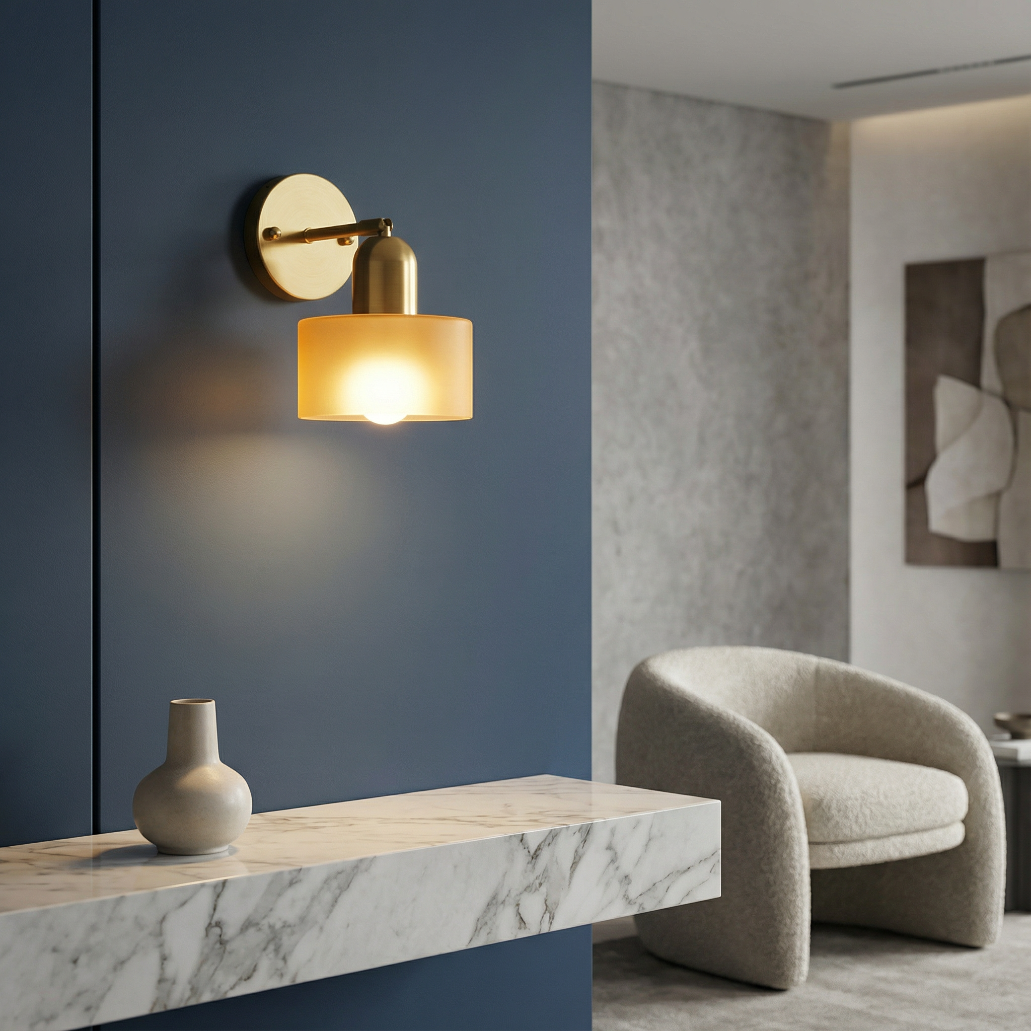 Contemporary Wall Light | Colored Glass Sconces with LED Compatibility | Elegant Fixture for Warm Ambiance