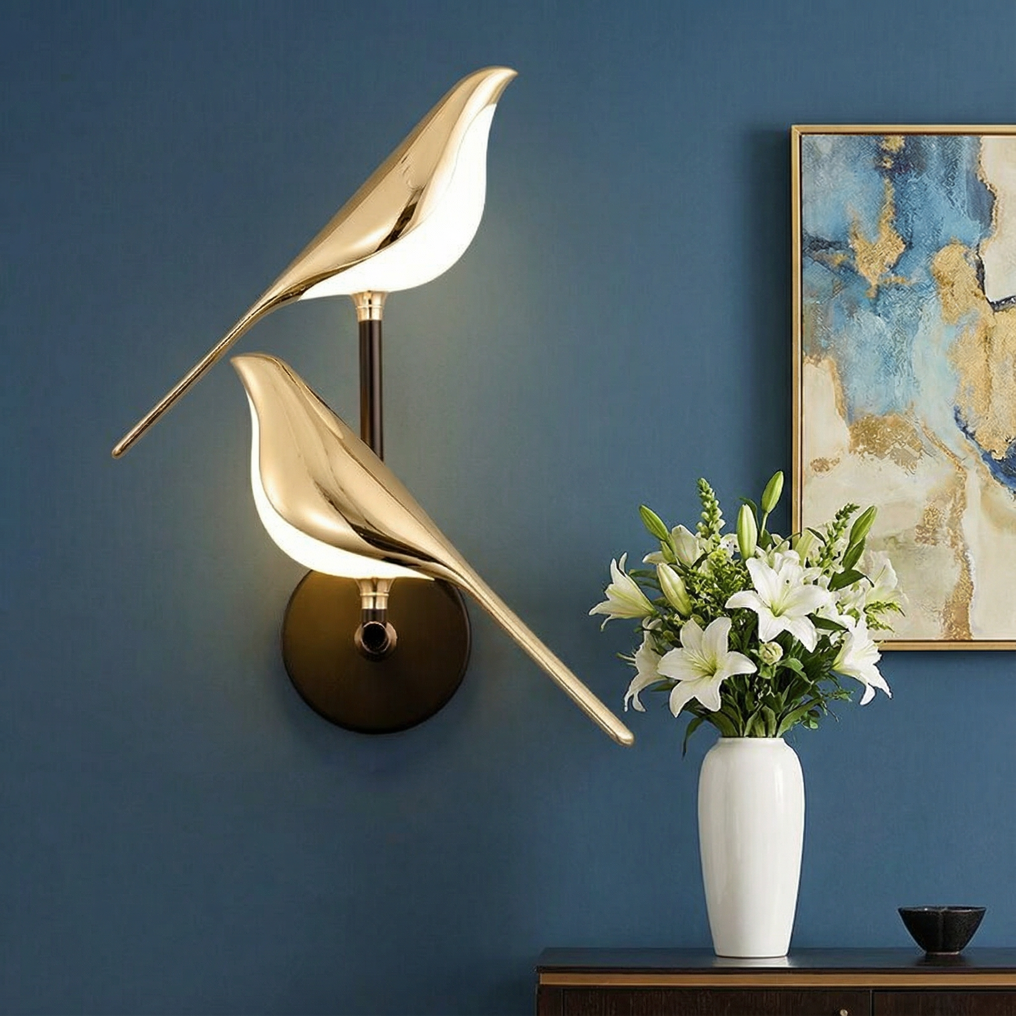 Artistic Wall Light | Modern Bird-Shaped Wall Lamp with Adjustable LED | Unique Decor Accent for Warm Ambiance