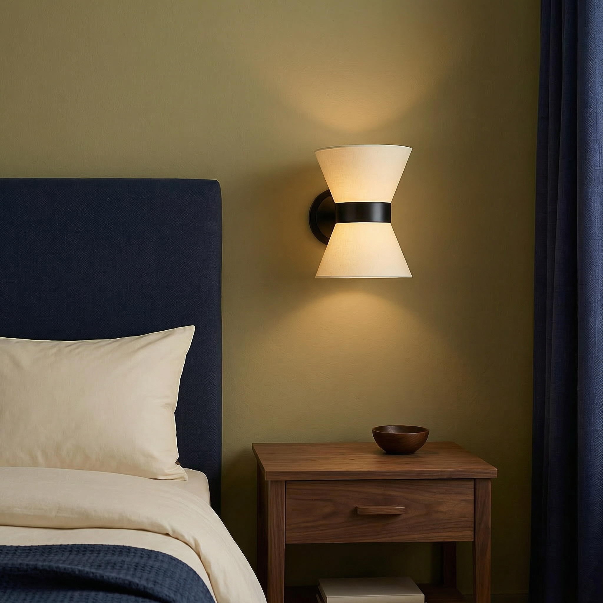 Wabi Sabi | Wall Light Sconce with Asymmetrical Silk Shade | Elegant Illumination for Modern Spaces