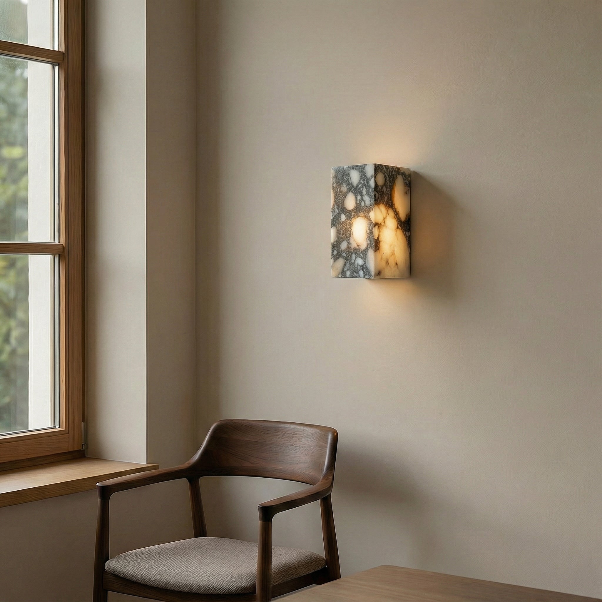Marble Cube | Wall Light with LED Bulb & Minimalist Design | Elegant Sconce for Ambient Illumination