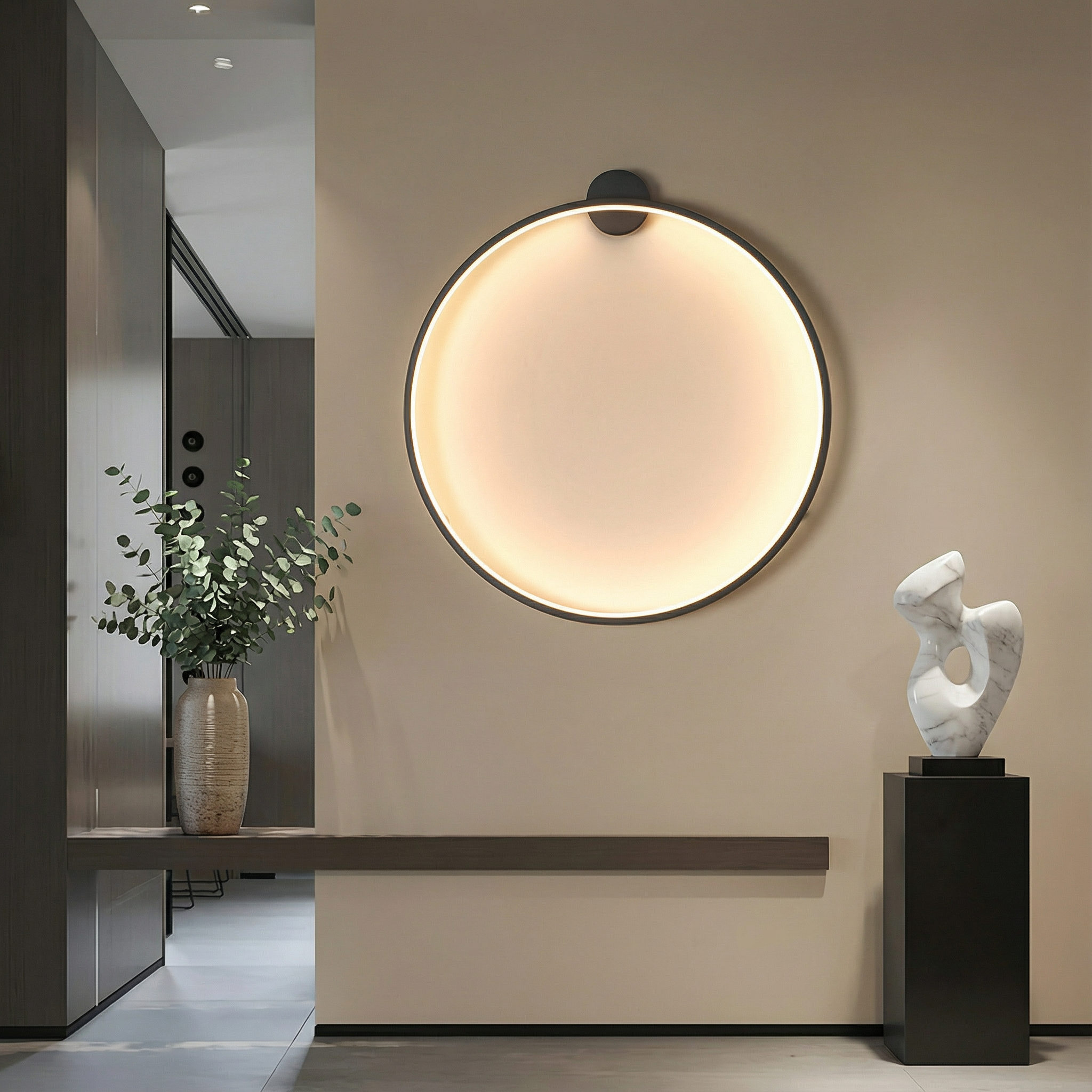 Scandinavian Wall Lamp | Modern LED Ring Sconce with Ambient Glow | Stylish Lighting for Home Decor