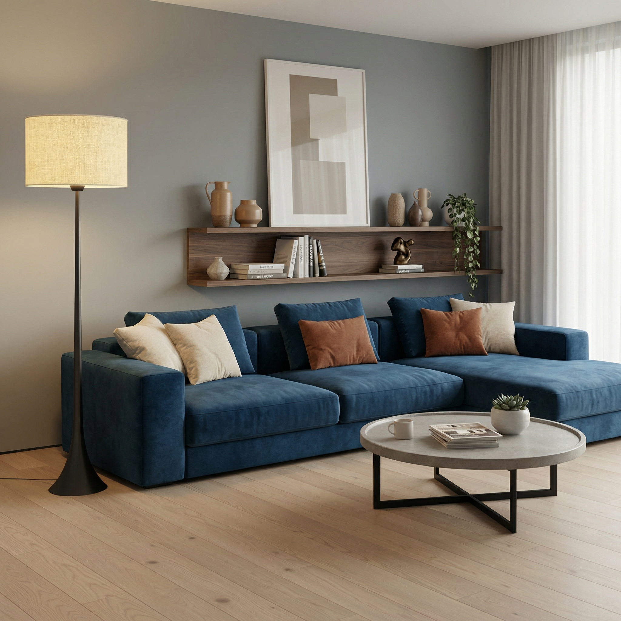 Elegant Silk Floor Lamp | Modern Standing Lamp with LED Compatibility for Warm Ambiance