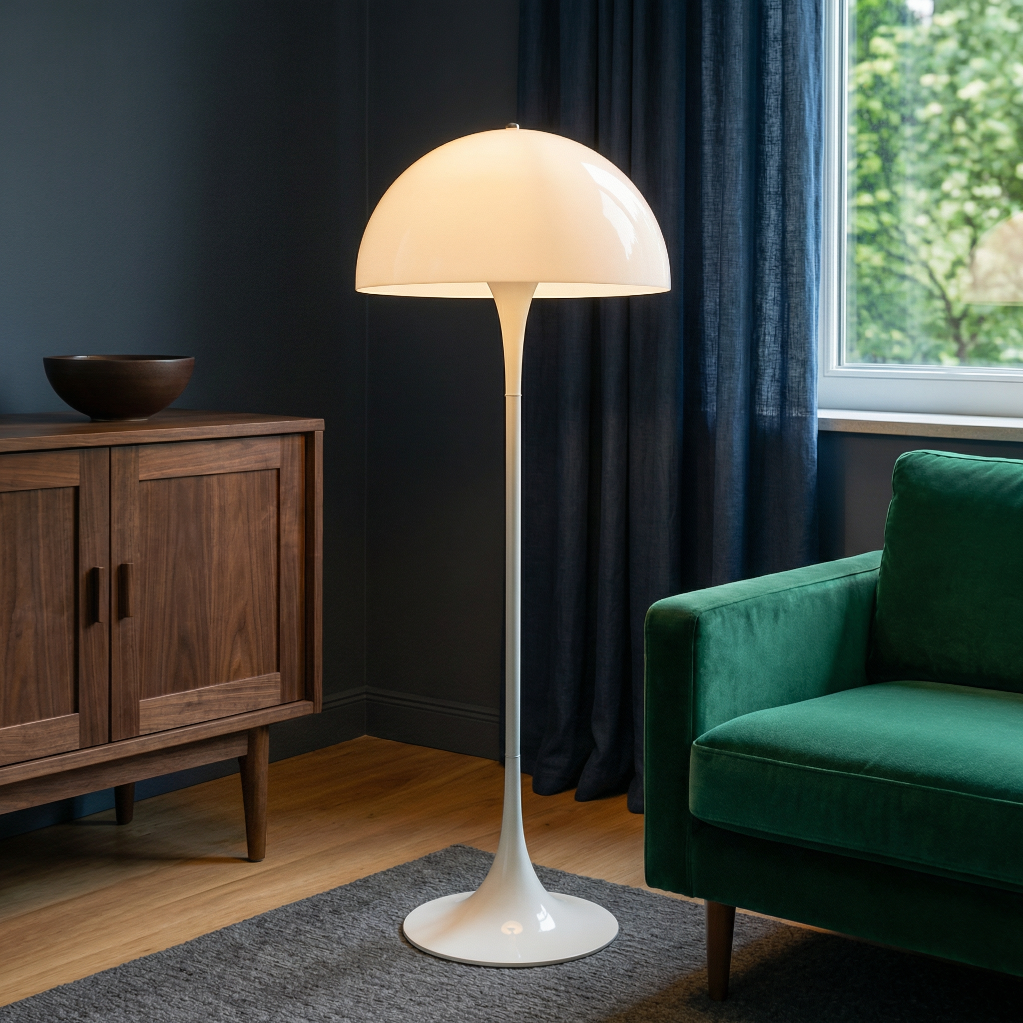 Modern Floor Lamp with Soft LED Glow | Mid-Century Design for Cozy Living Room Ambiance