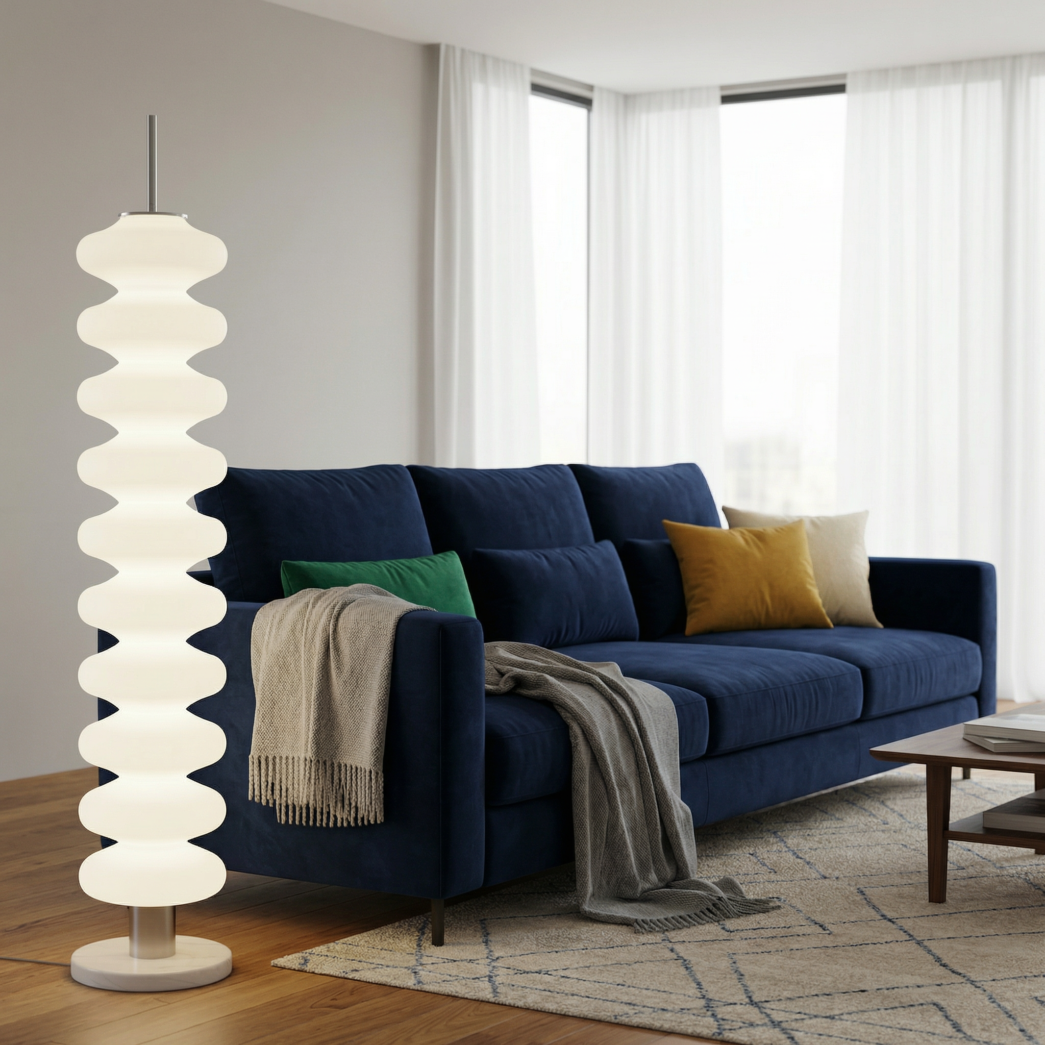 Scandinavian Style | Modern Floor Lamp with Wave Design | LED Lighting for Cozy Living Rooms