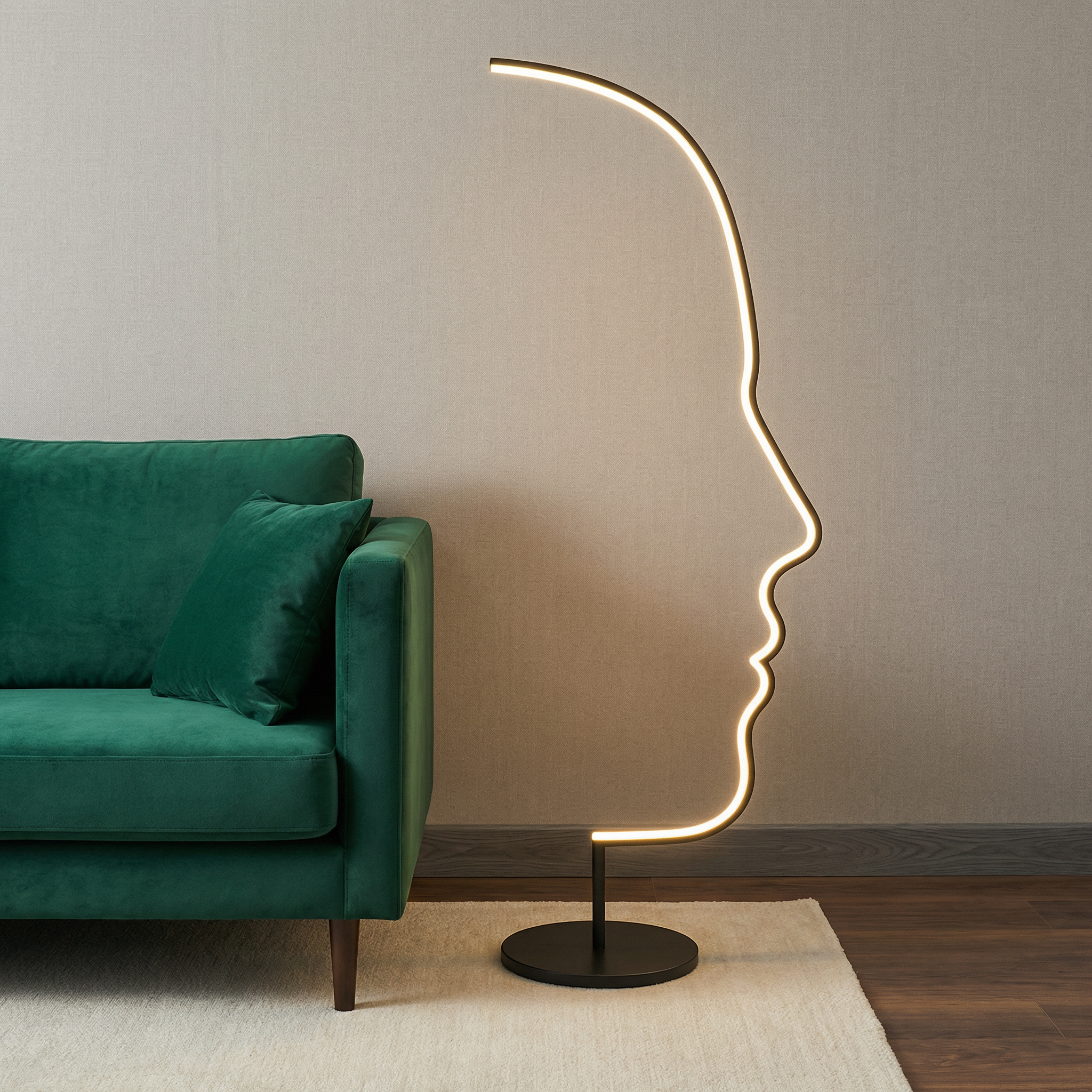 Sculptural Face Floor Lamp | Modern Design with Warm LED Light | Contemporary Lighting for Living Spaces