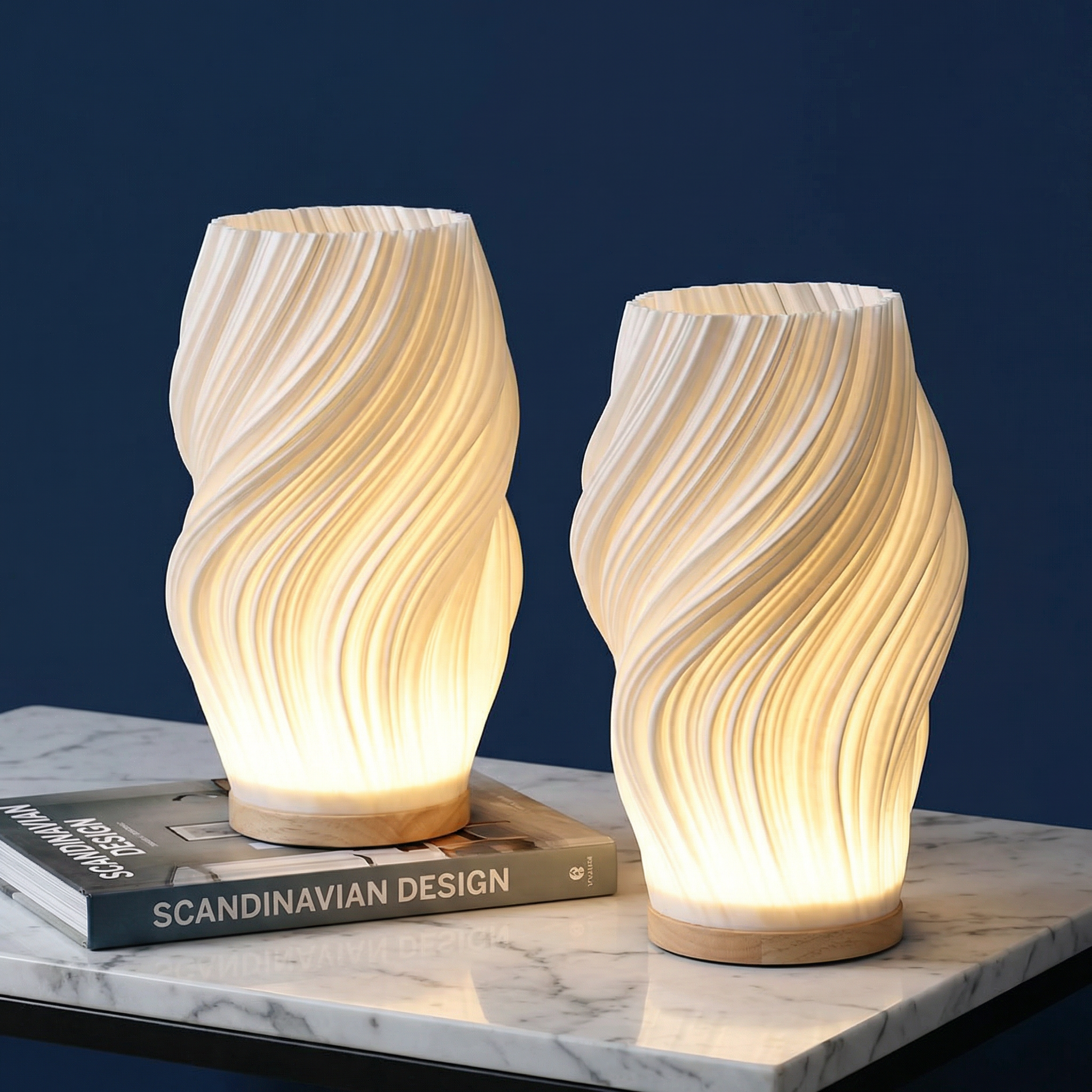 WaveLight | Elegant Dimmable Wooden Table Lamp for Bedside & Living Room