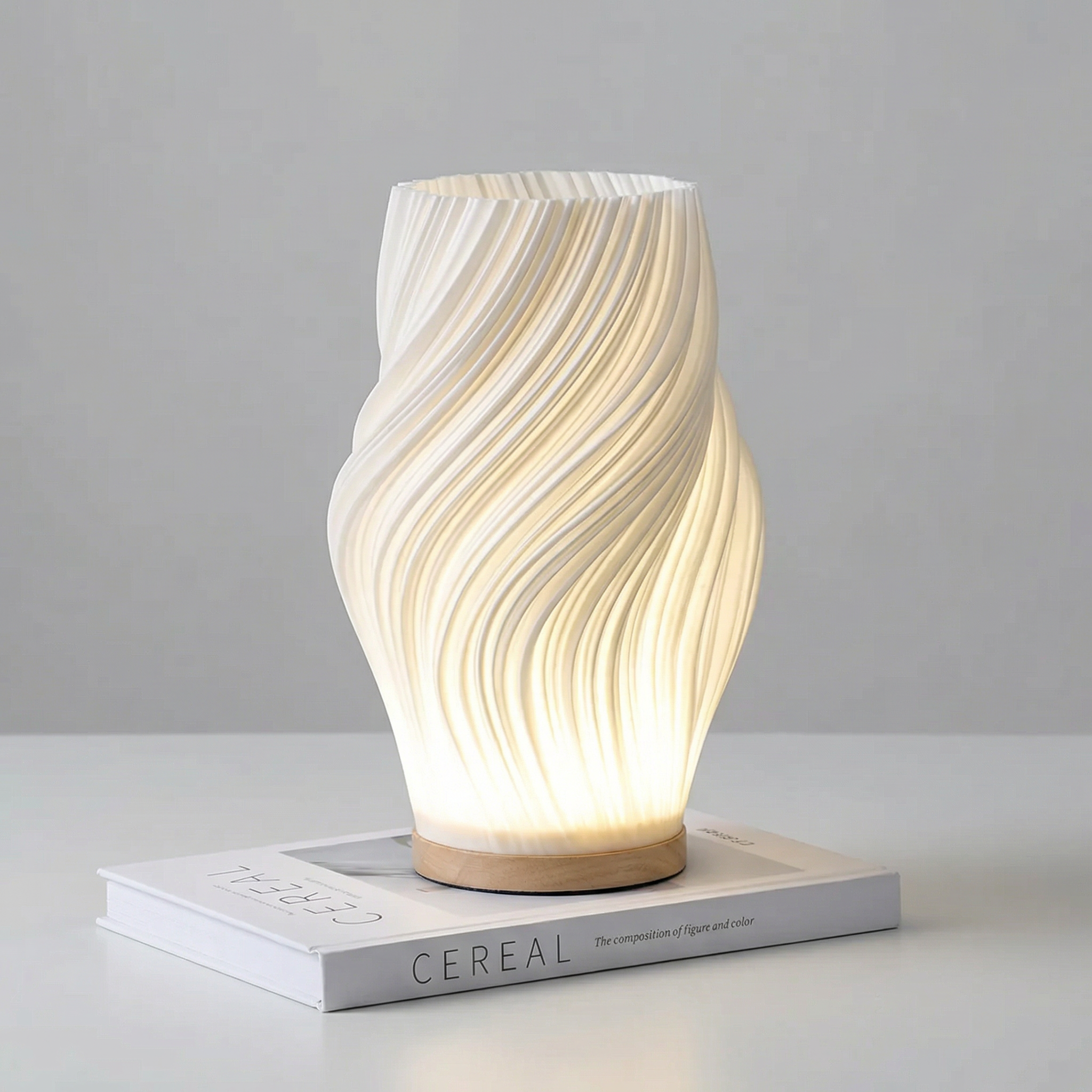WaveLight | Elegant Dimmable Wooden Table Lamp for Bedside & Living Room