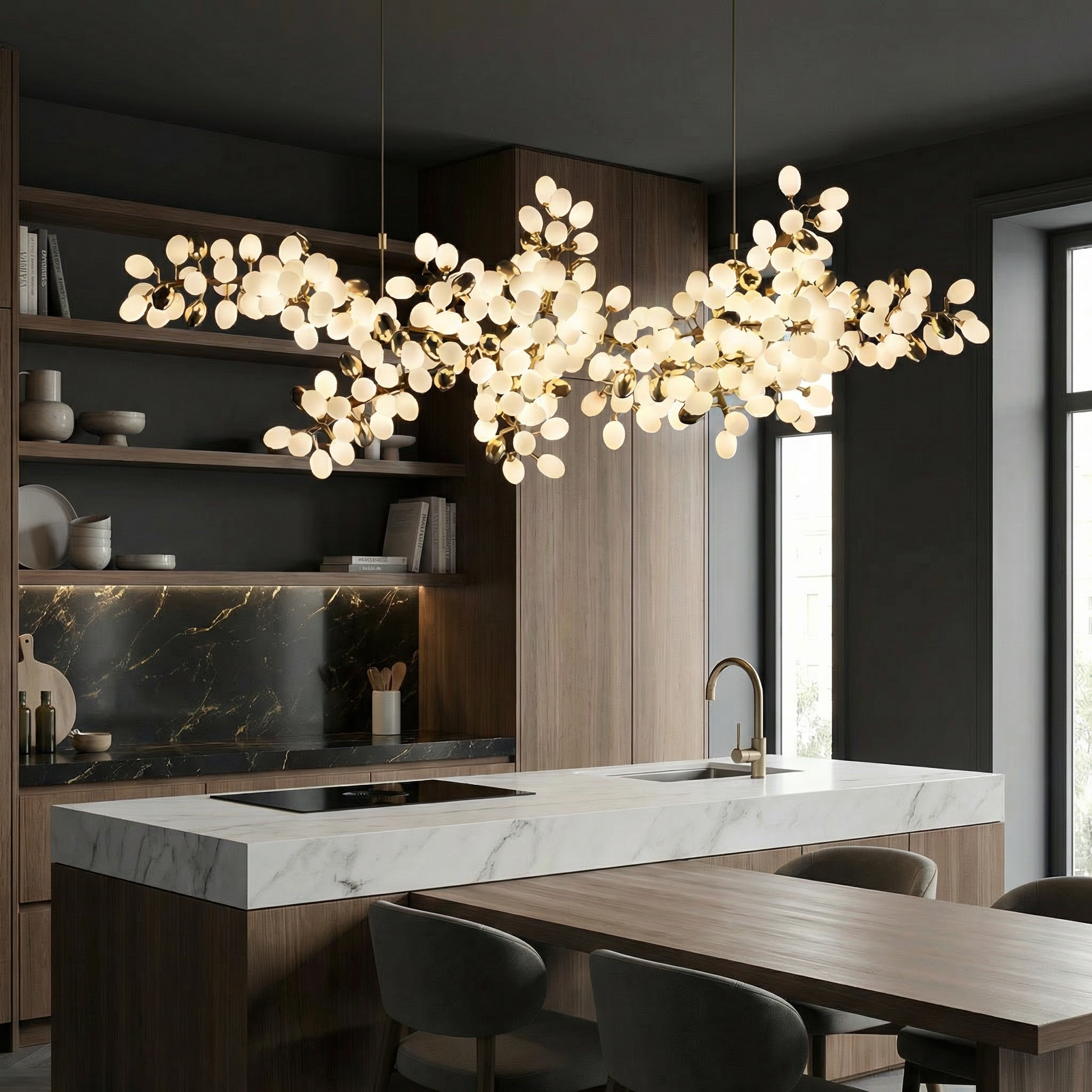 Fleurida | Crystal Chandelier Light with Adjustable Height | Elegant Design for Dining Room and Contemporary Spaces