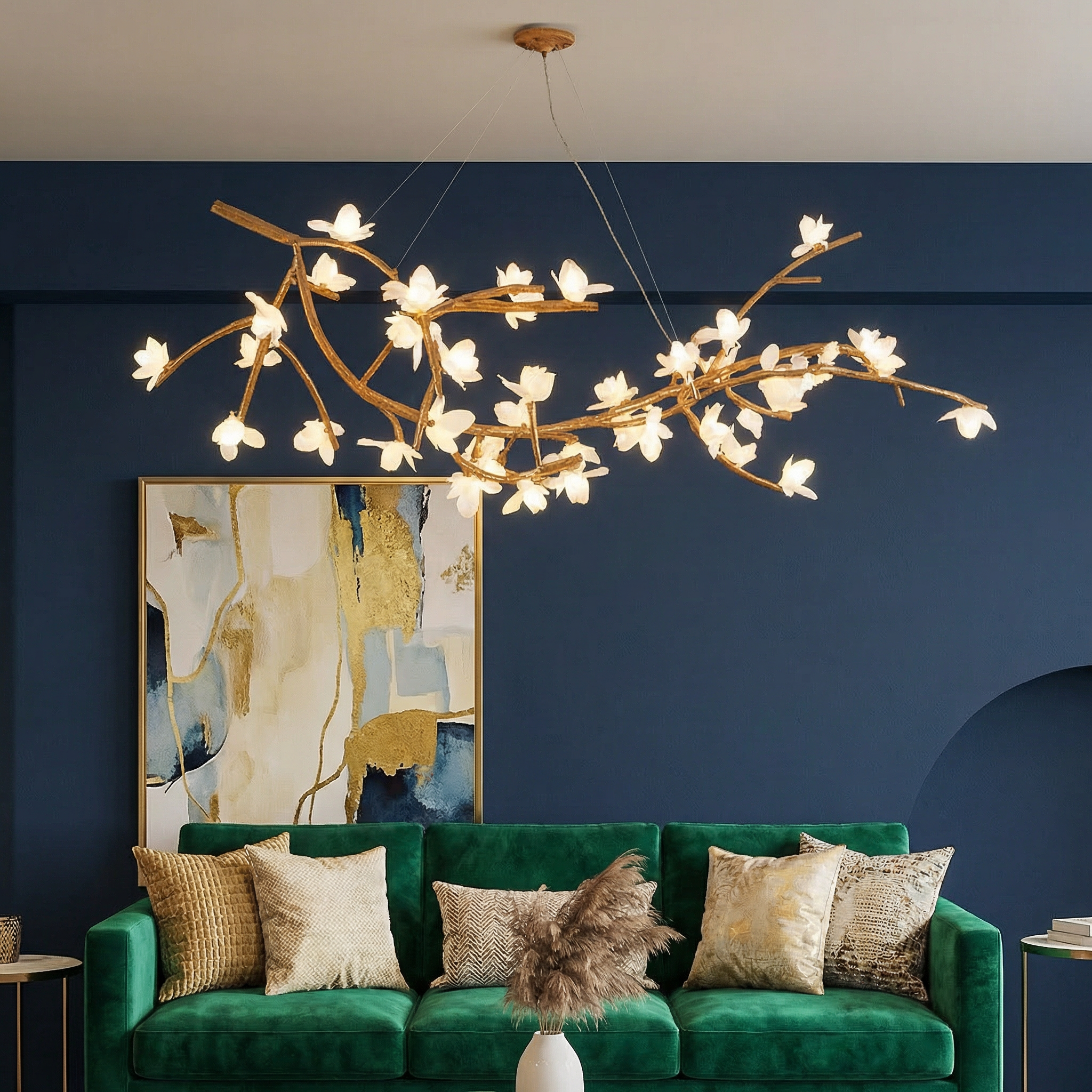 Organic Tree Branch | Modern Chandelier Light with Adjustable LED Bulbs | Unique Bamboo Design for Warm Ambiance