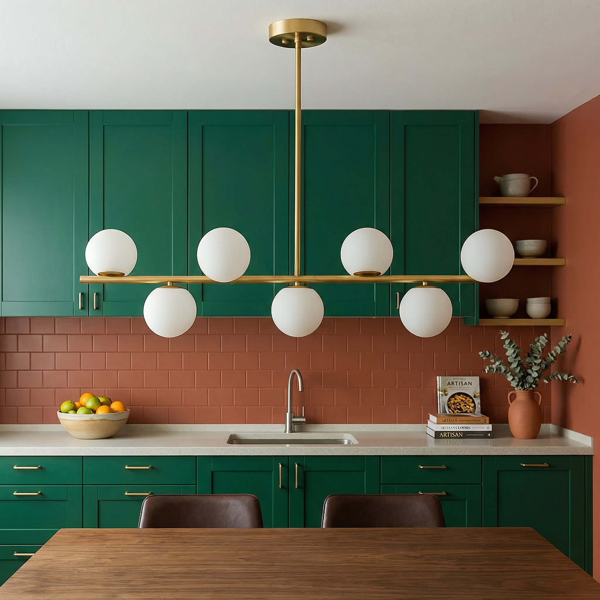 Elegant Gold Chandelier Light with LED Bulbs | Modern Height-Adjustable Design for Dining Room Ambiance