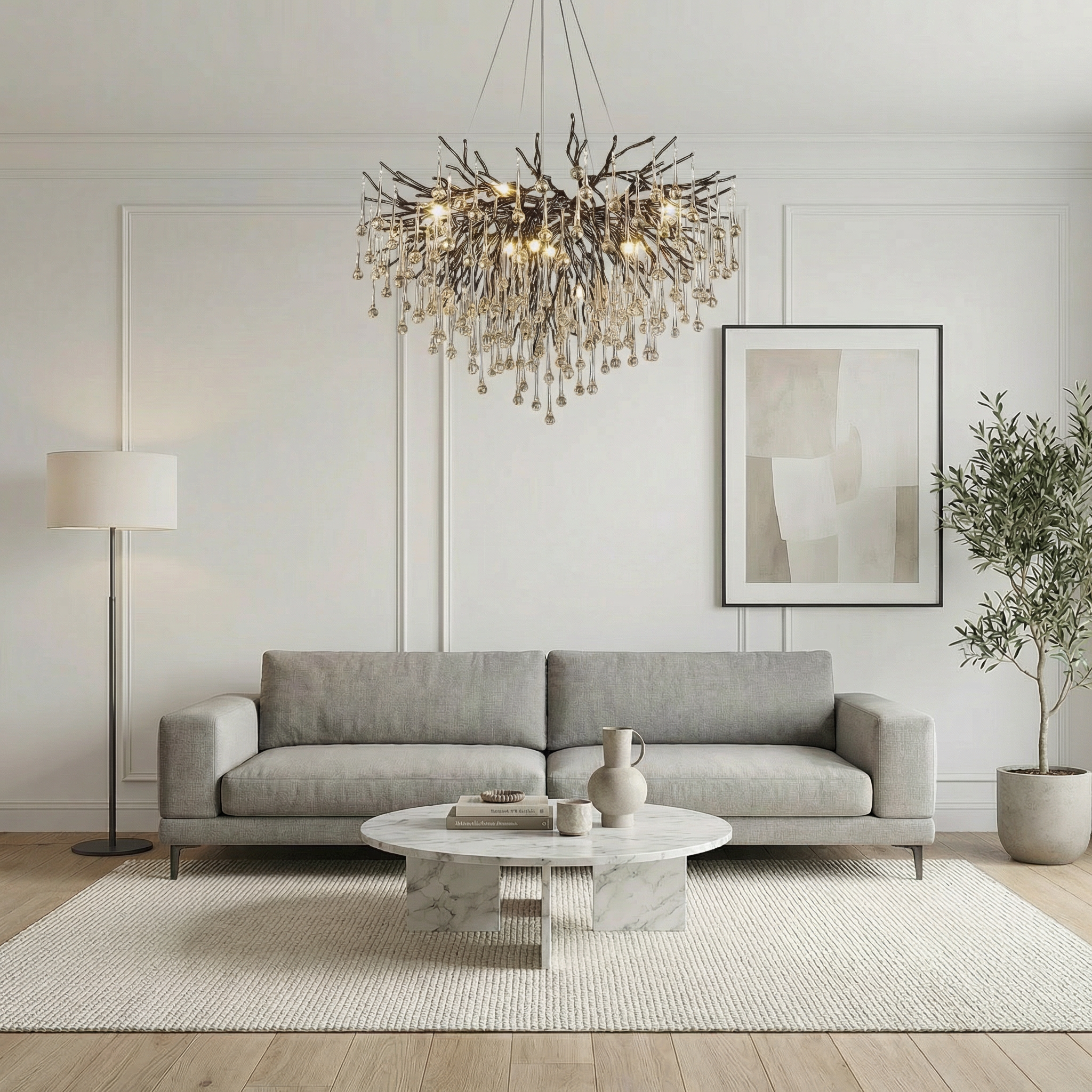 Raindrop Collection | Black Chandelier Light with LED Bulbs | Modern Design for Cozy Dining Room Illumination