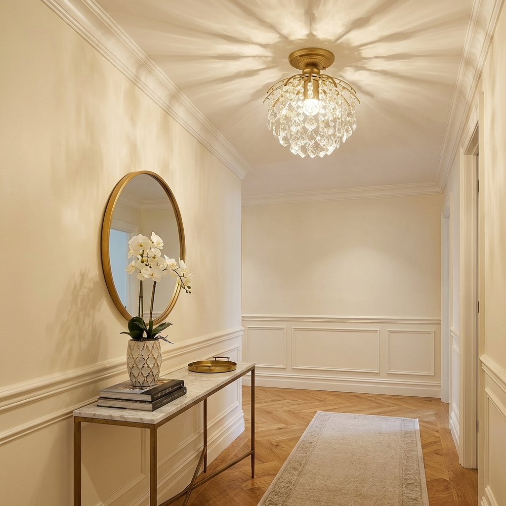 Elegant Crystal Chandelier Light with LED Bulbs | Modern Design for Luxurious Bedroom Ambiance